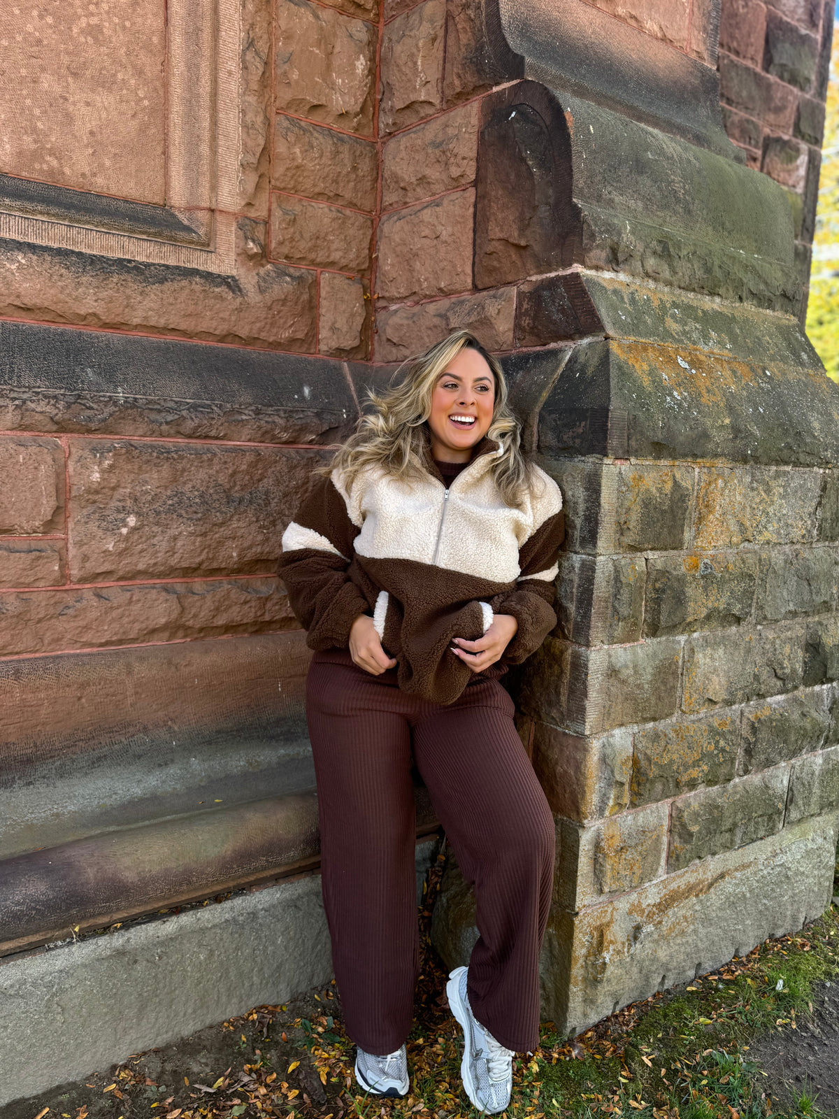 Teddy Mocha Latte Pull Over Jacket