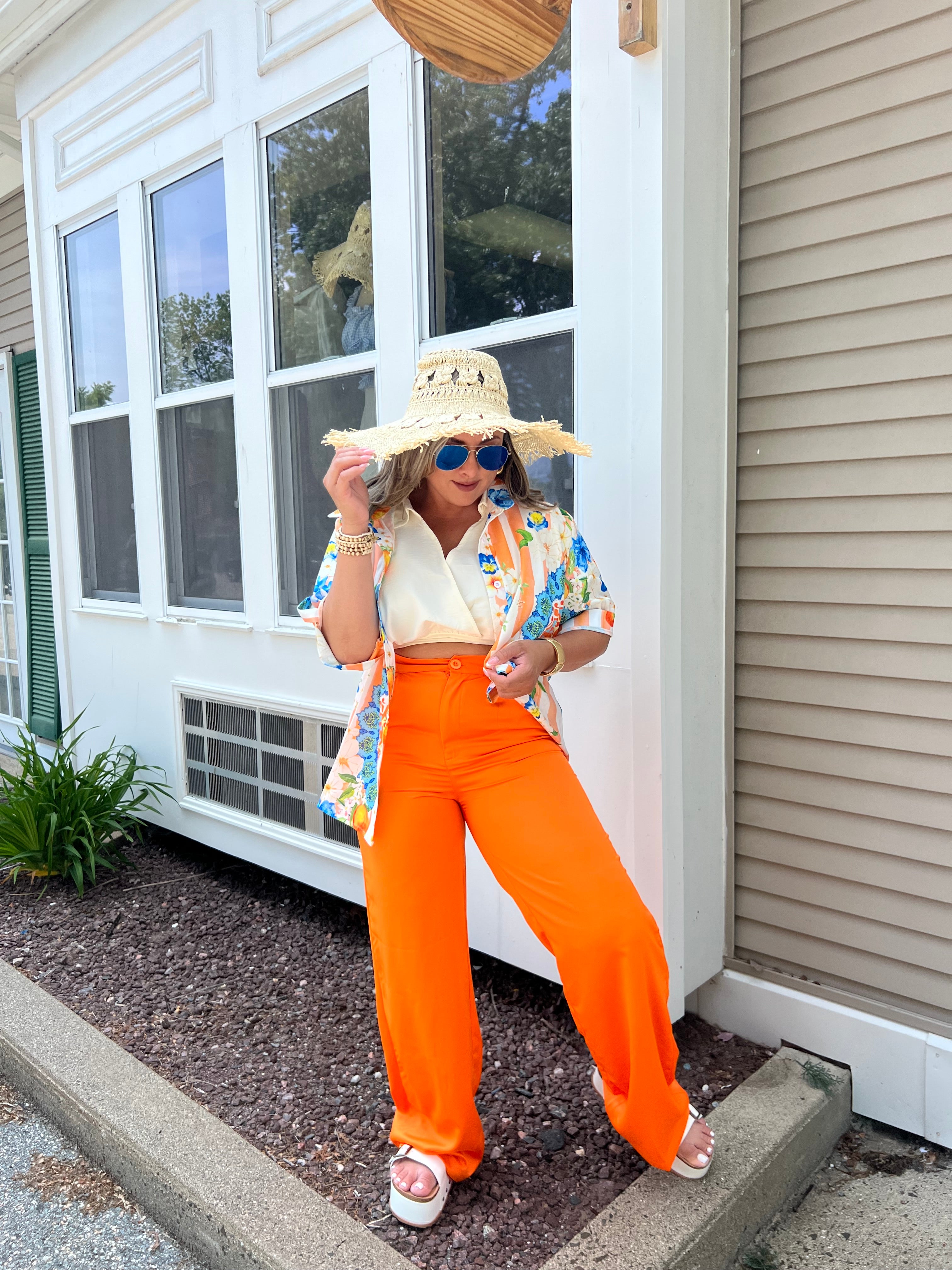 Orange Button Trousers