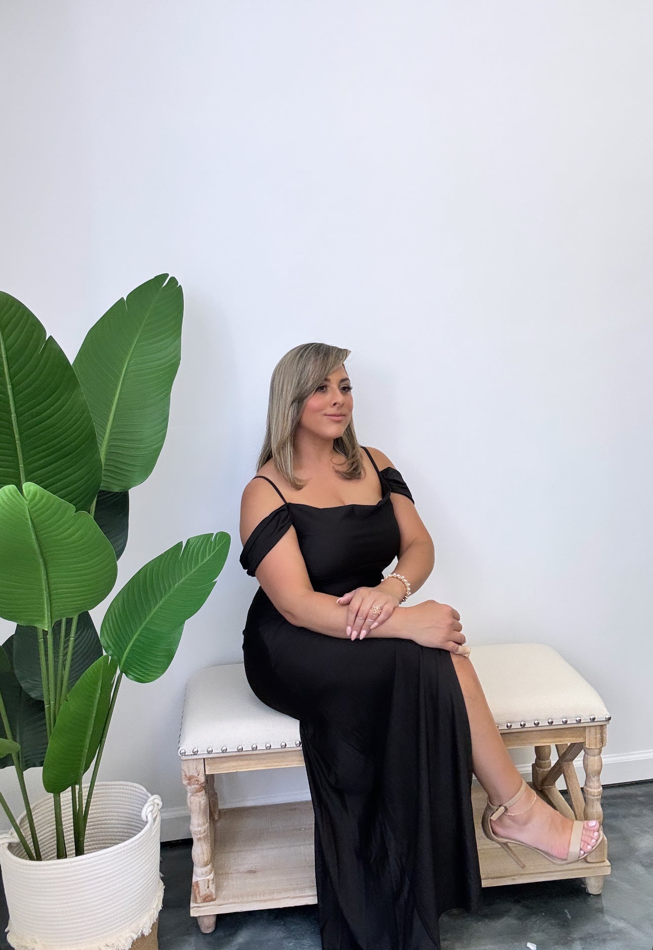Off Shoulder Slitted Maxi Dress