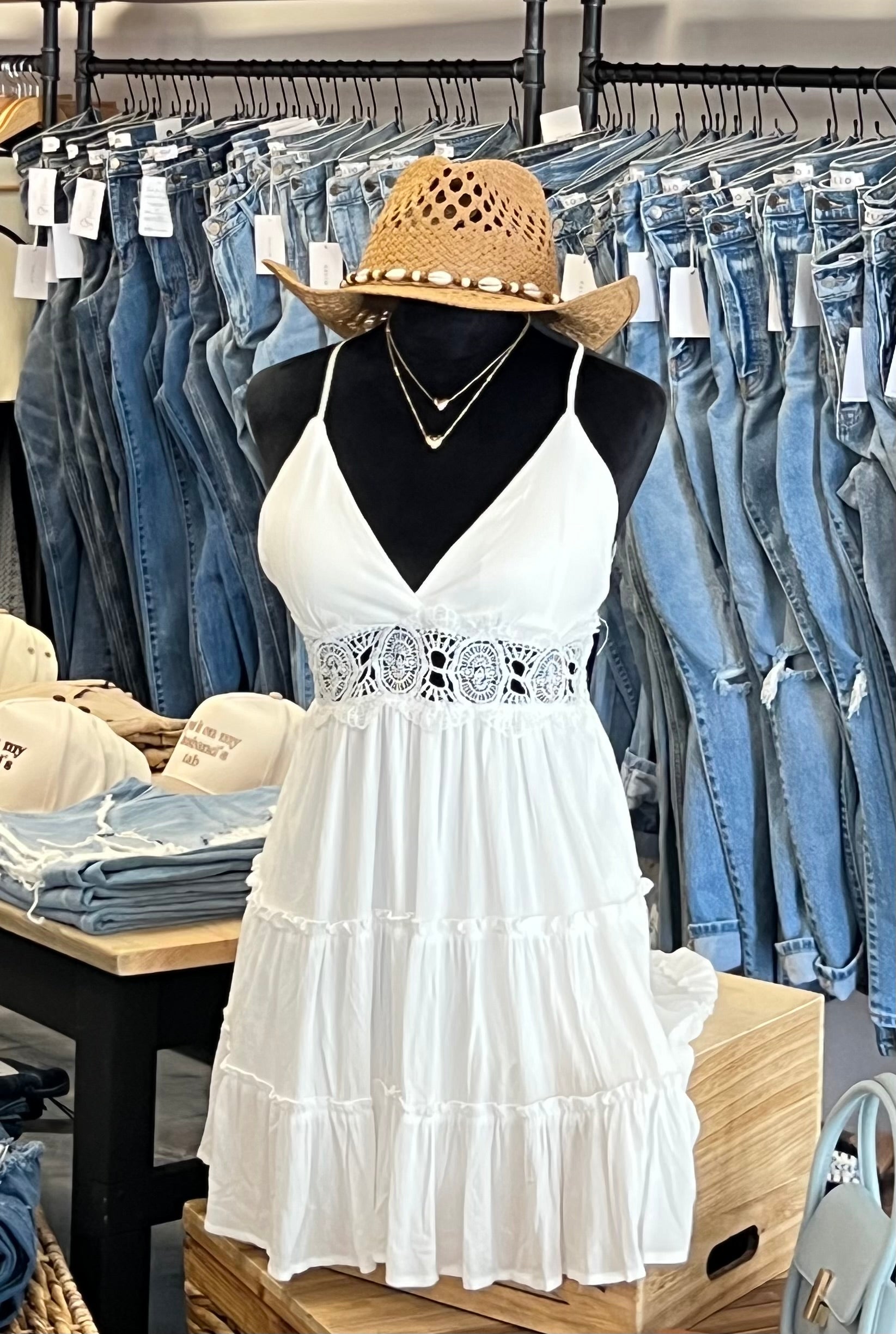 White Eyelet Mini Dress