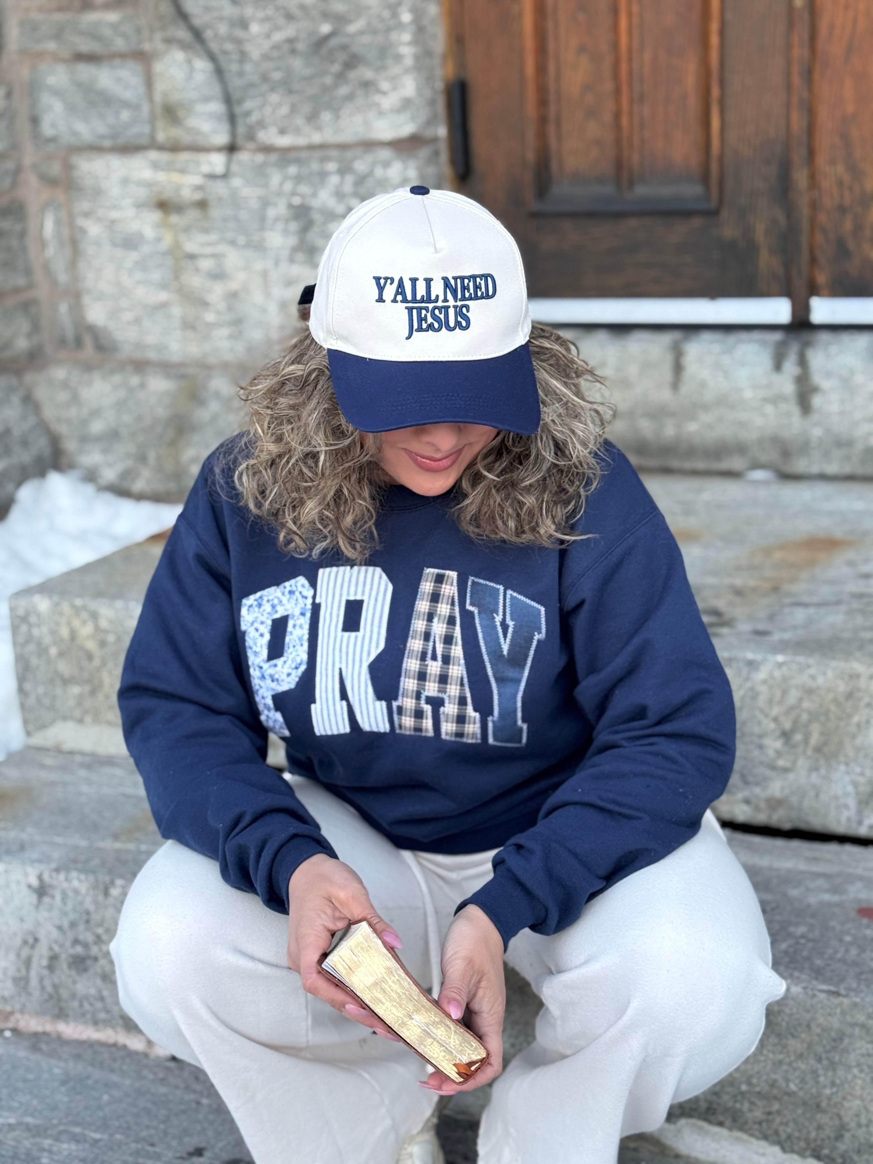 Navy Pray Sweatshirt