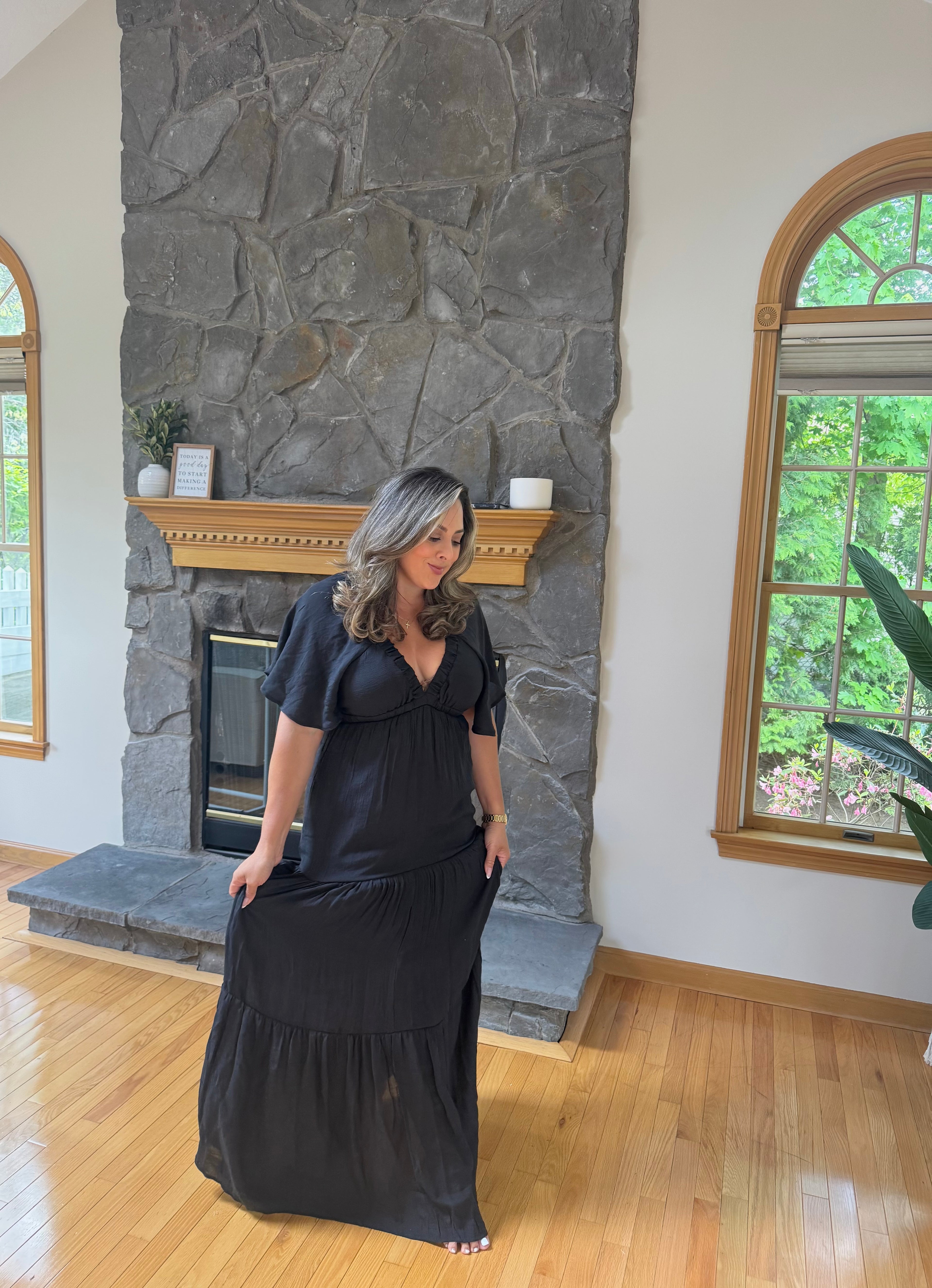 Black Maxi Flowy Dress – Match Us Collection