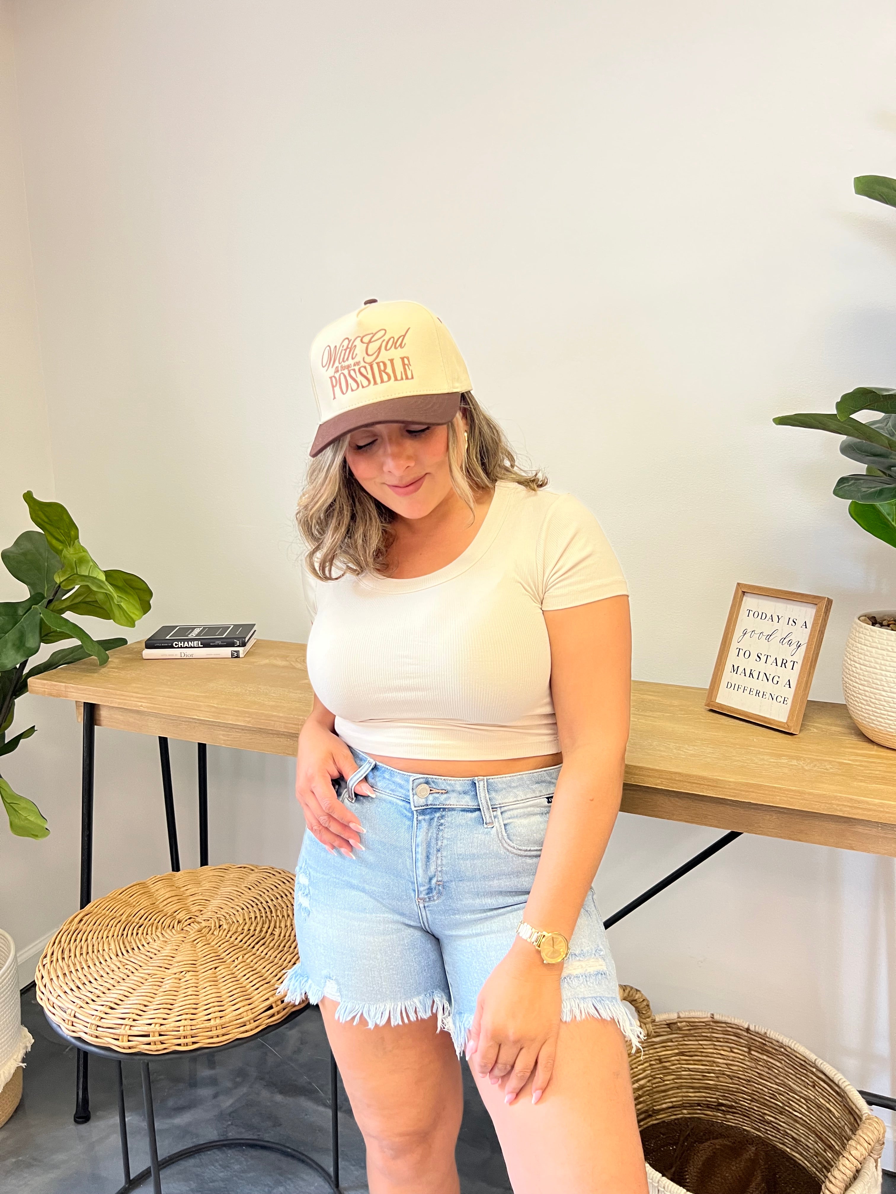 Light Wash Distressed Shorts