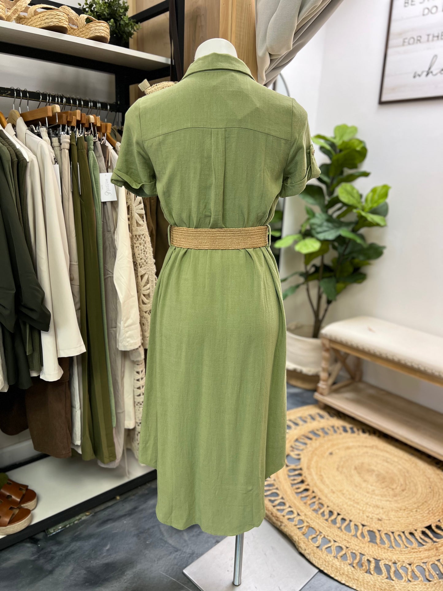 Casual Midi Belt Dress