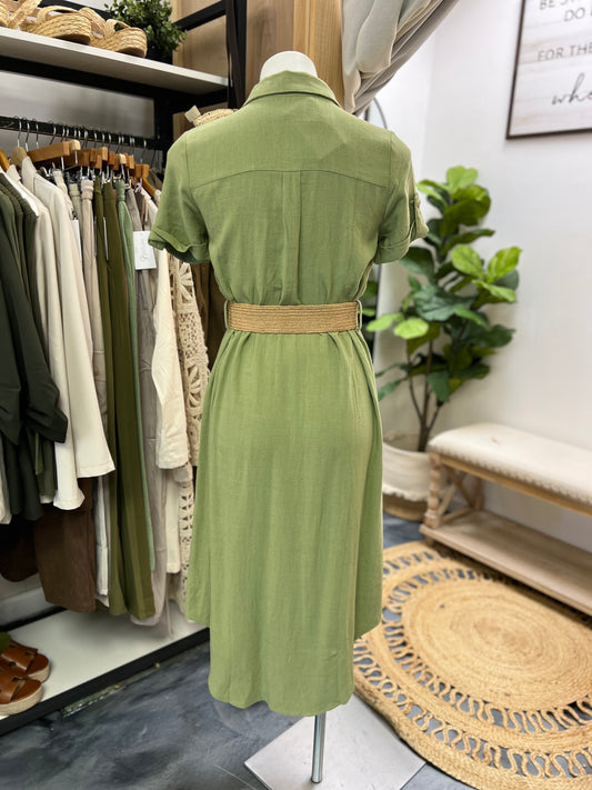 Casual Midi Belt Dress