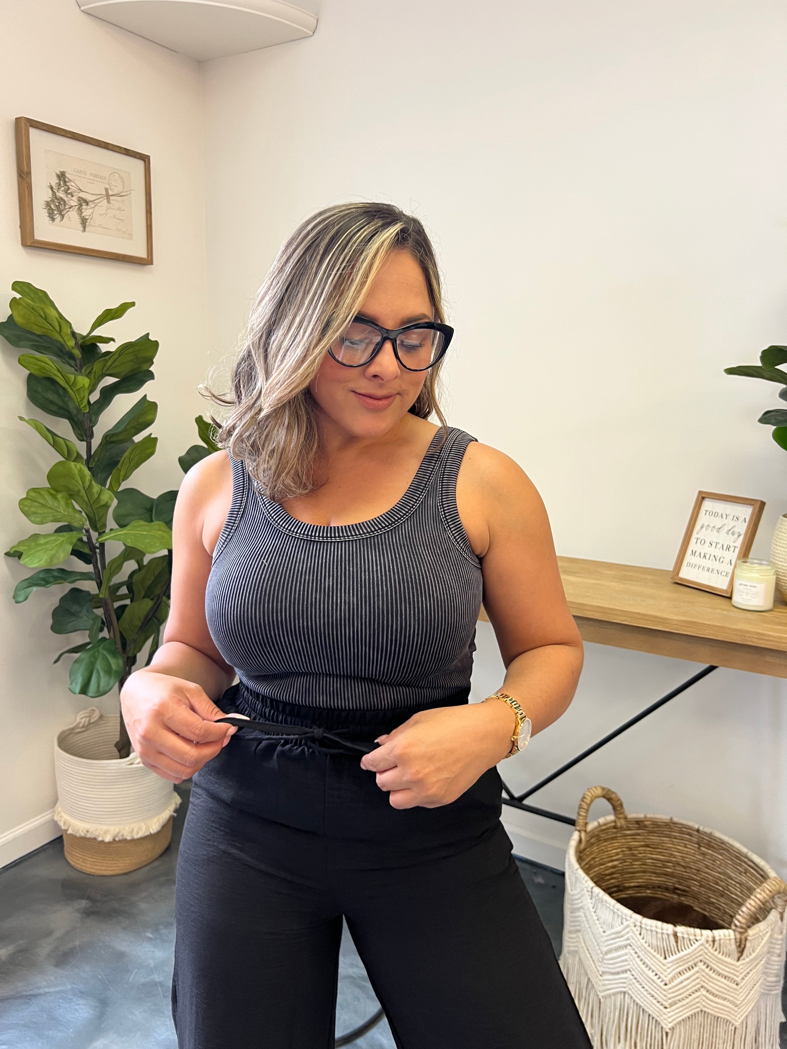 Ribbed Padded Tank Top