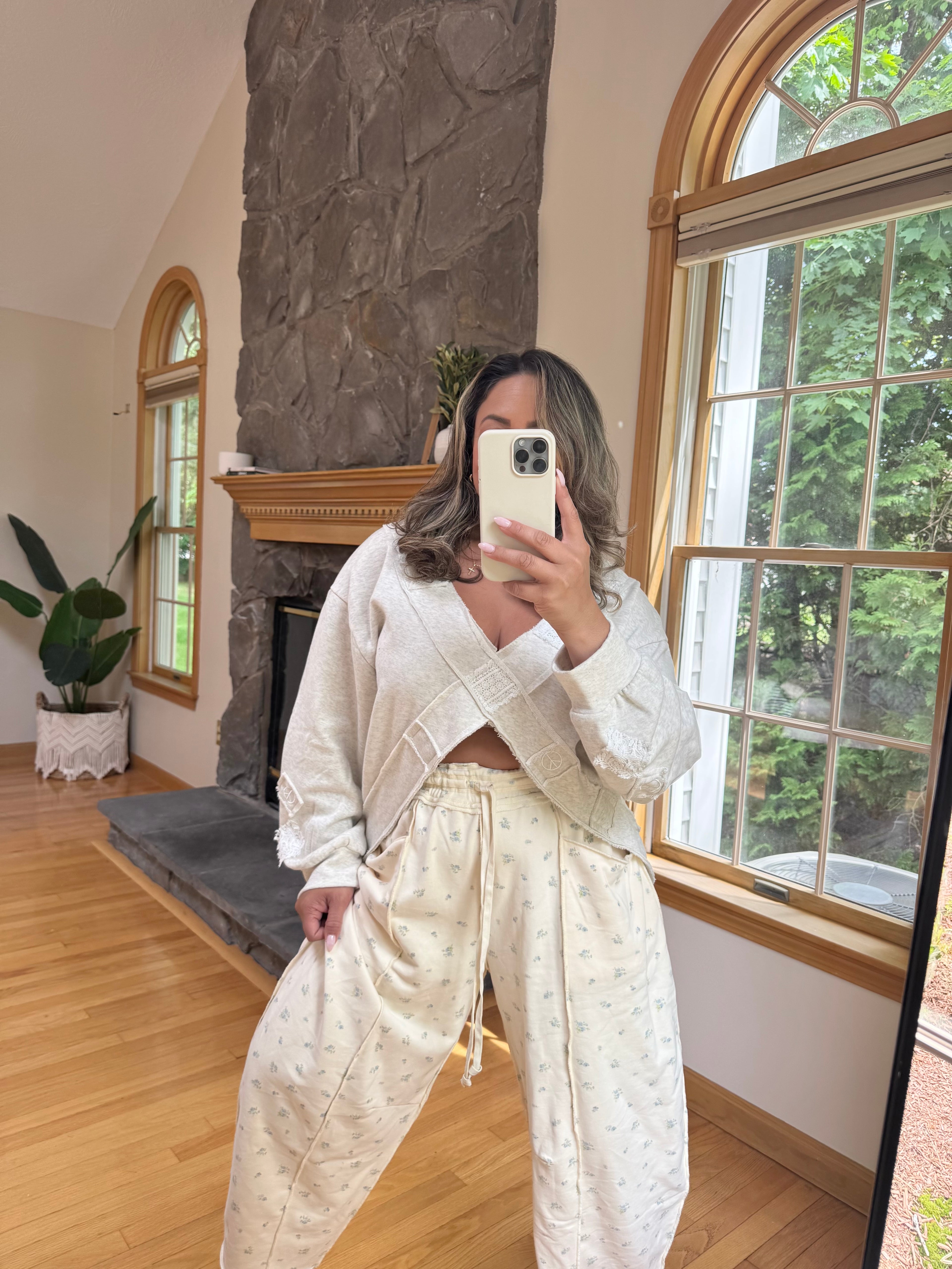 Butter Yellow floral Barrel Pants