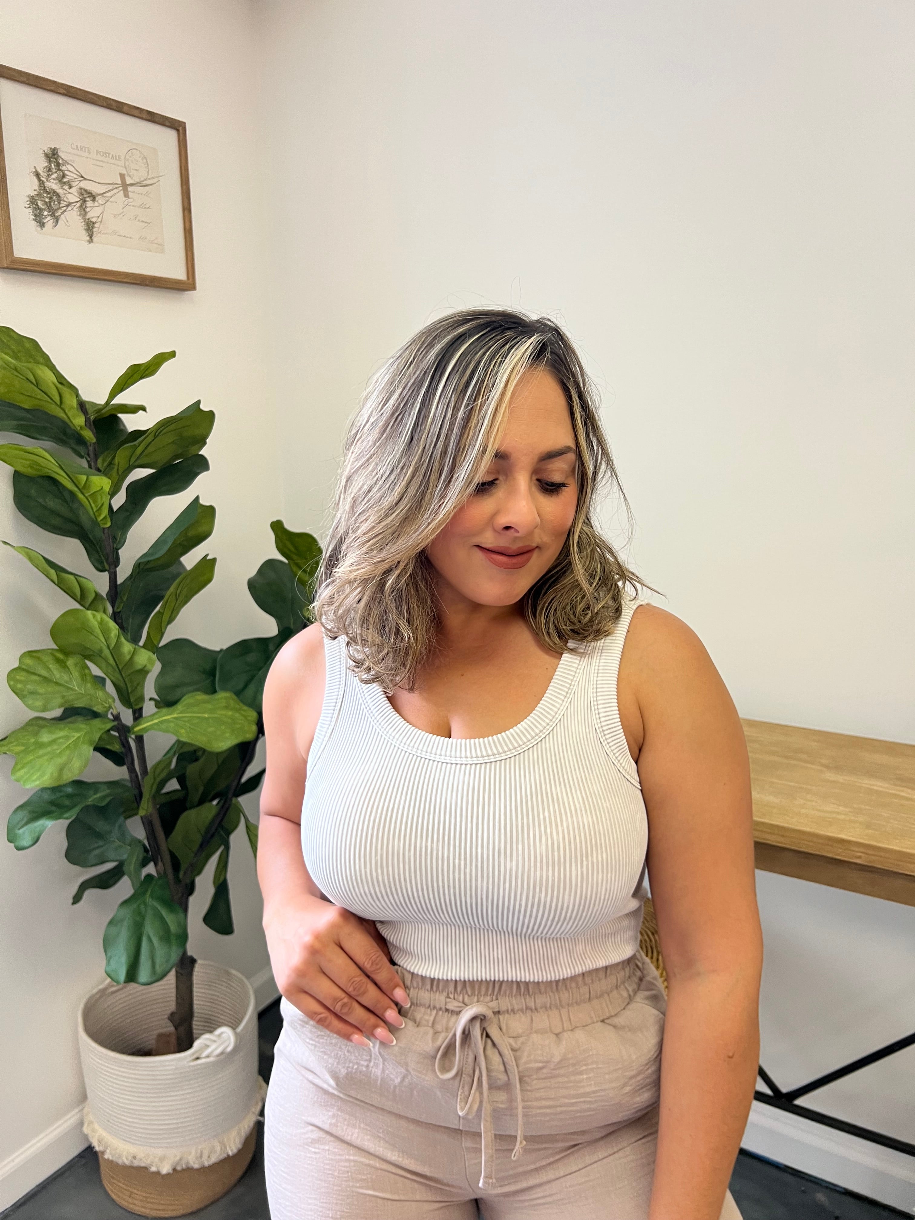 Ribbed Padded Tank Top