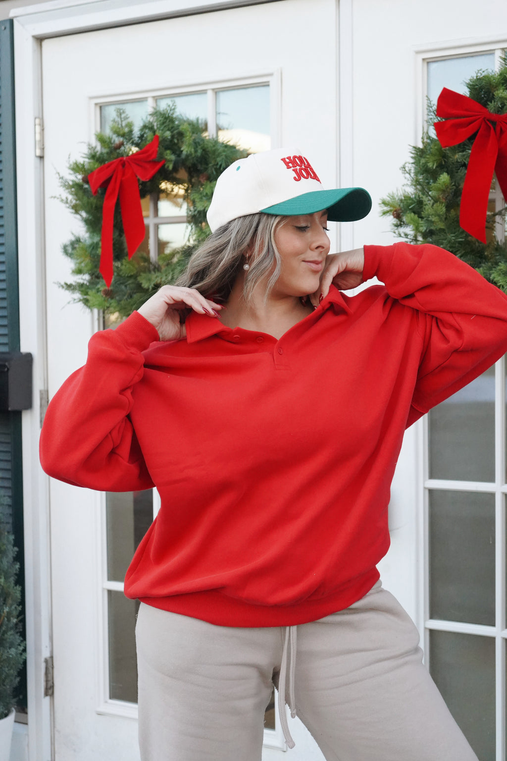 Peppermint Button Sweatshirt