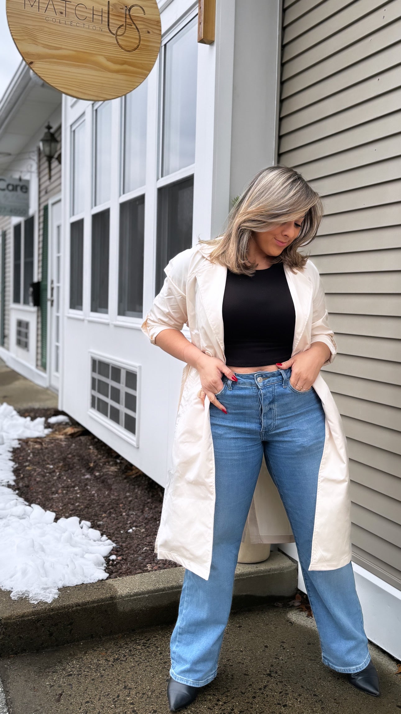 Vanilla Belted Notch Coat