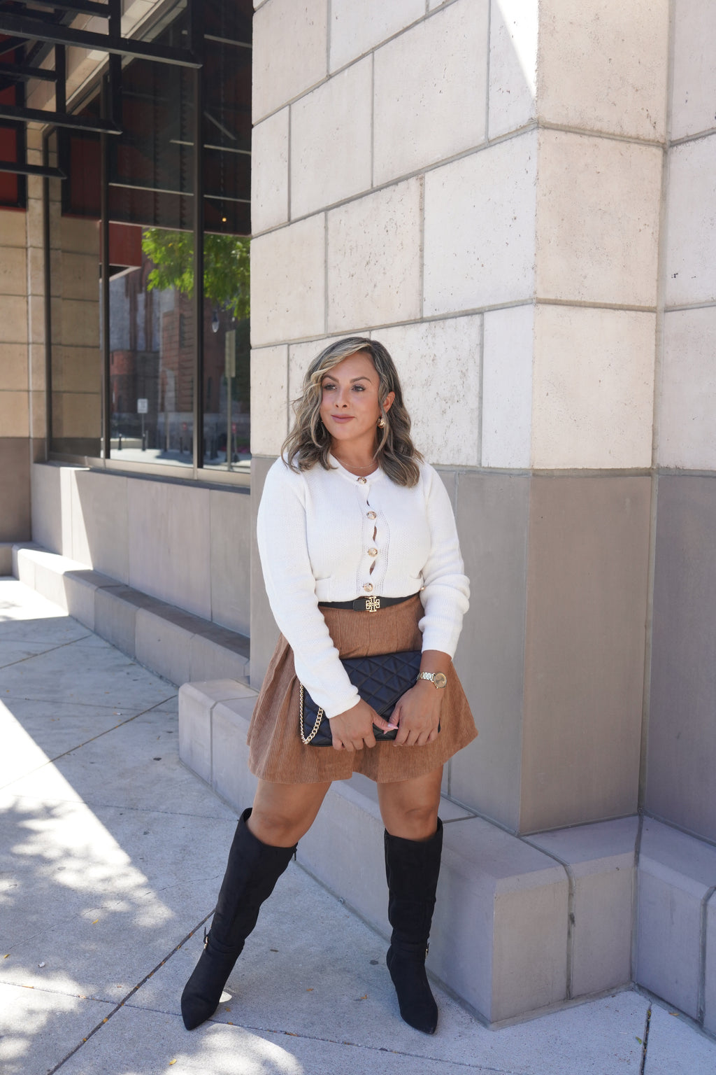 Velour Knee High Boots