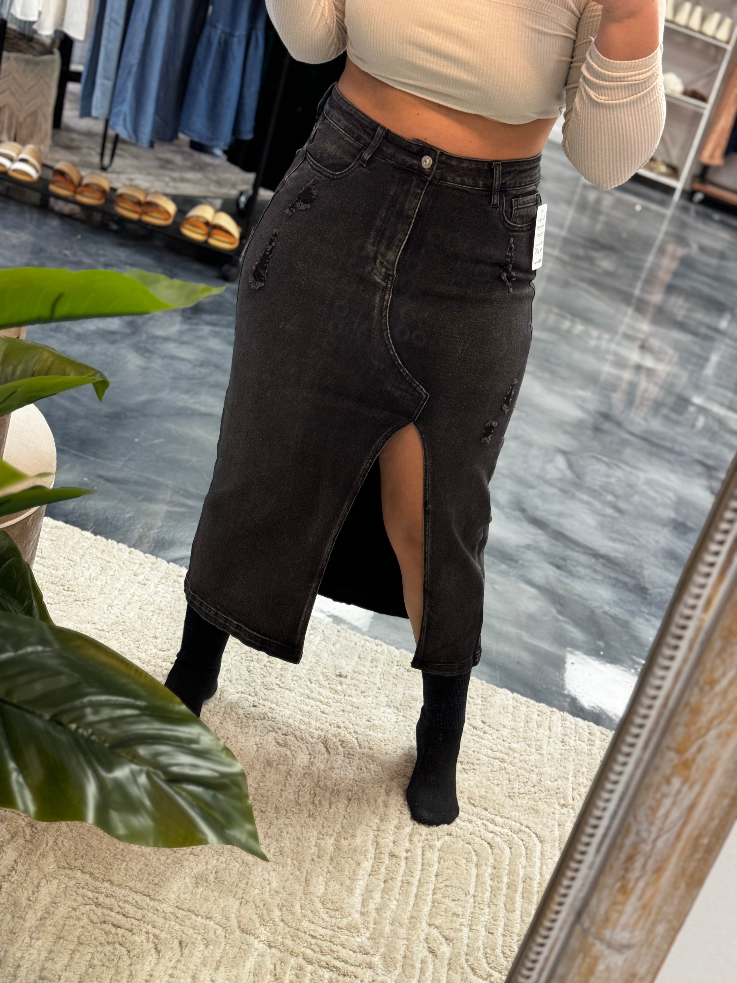 Vibrant Stretchy Middle Slit Skirt
