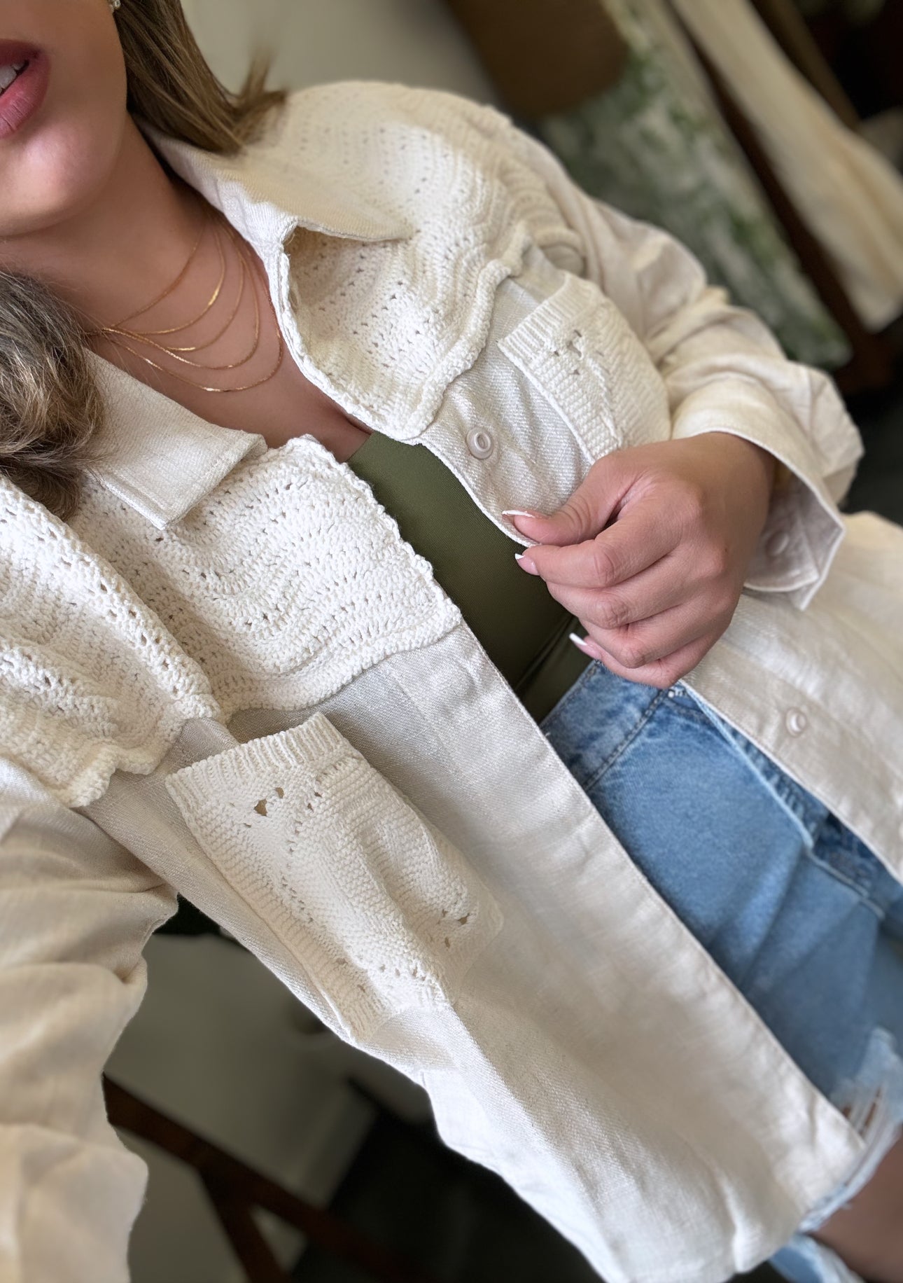 Crochet Mixed Linen Jacket