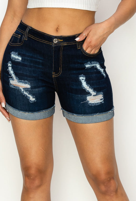 High waisted super stretchy denim shorts