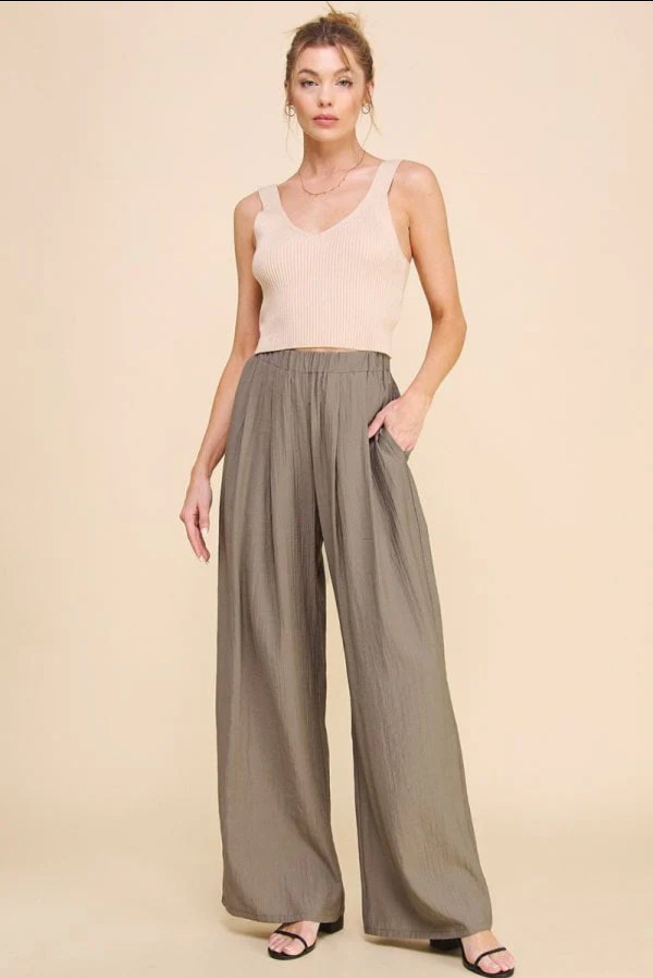 Textured Pull-On Pants
