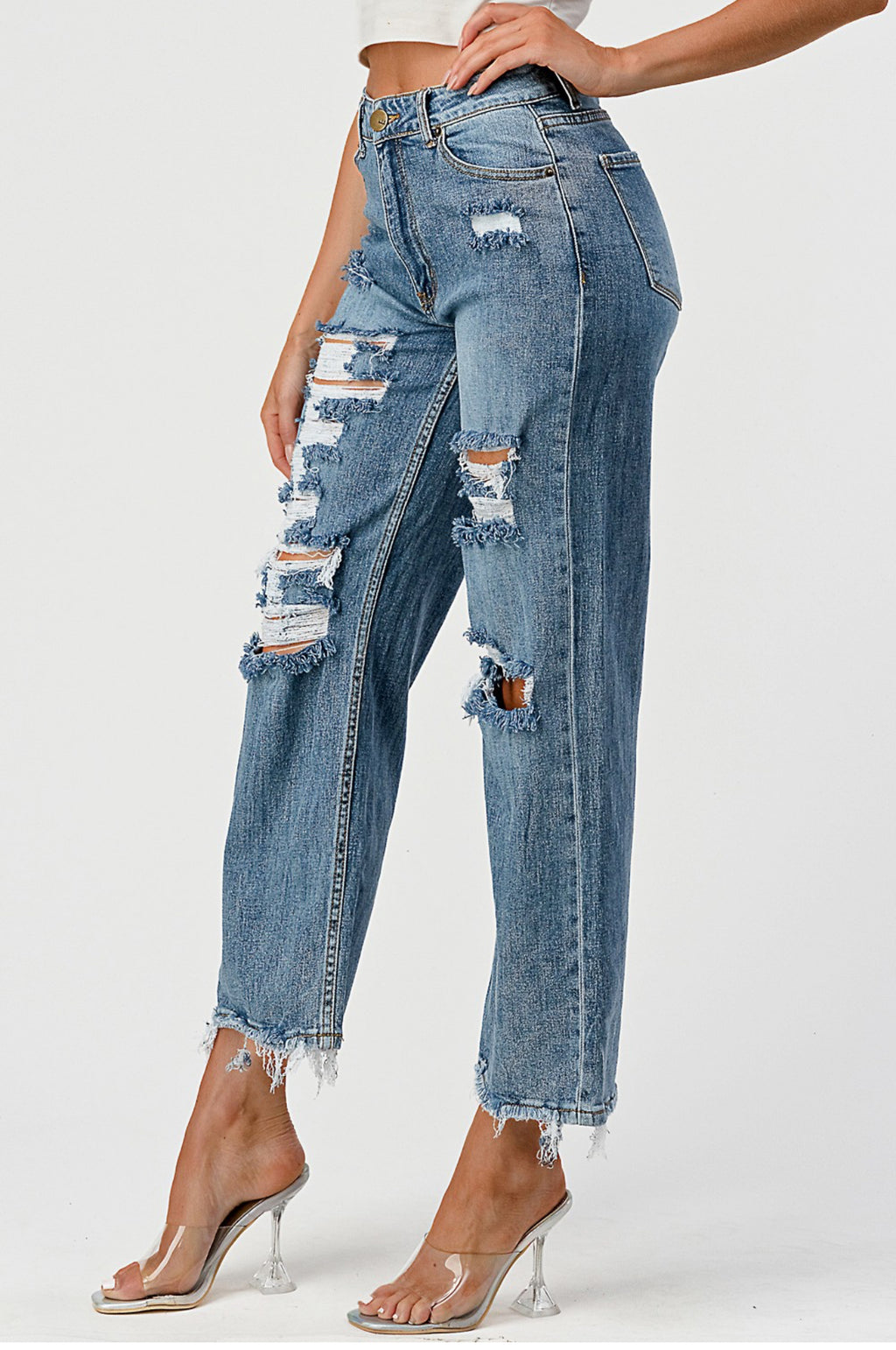 High waisted wide leg capri