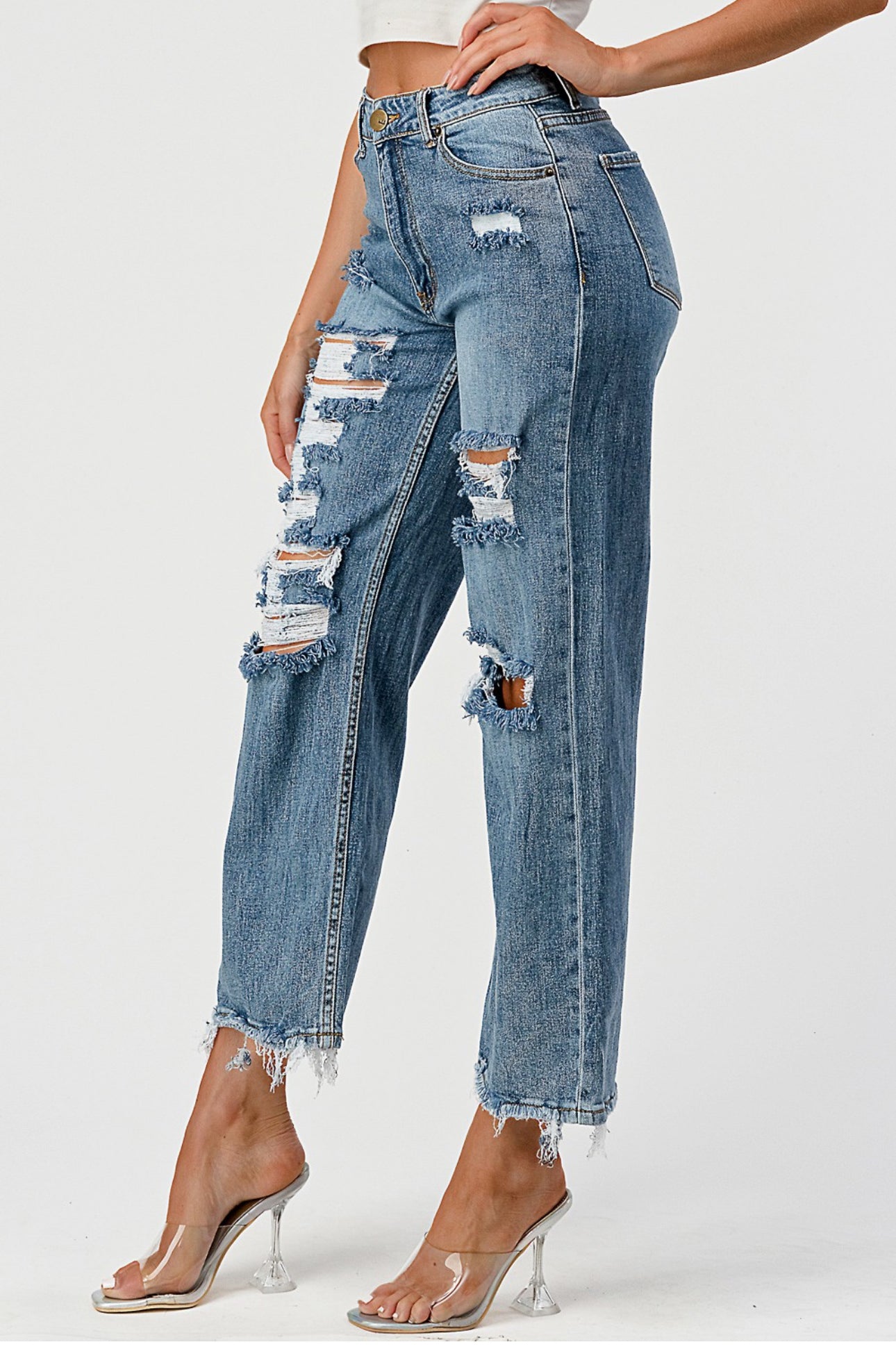High waisted wide leg capri