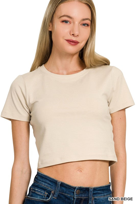 Short Sleeve Round Neck Cropped Top