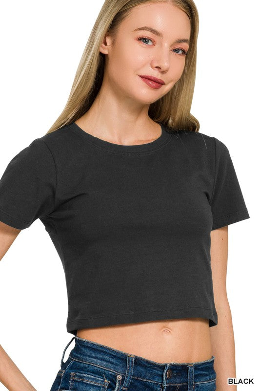 Short Sleeve Round Neck Cropped Top