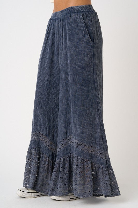Laced Ruffled Wide Leg pants