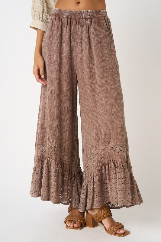 Laced Ruffled Wide Leg pants