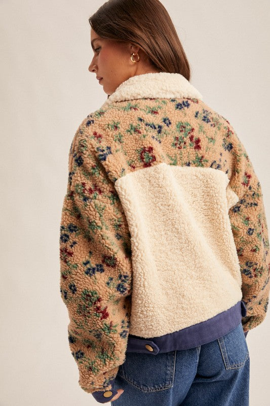 Fuzzy Floral Oversized Jacket