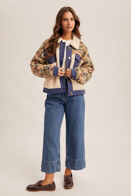 Fuzzy Floral Oversized Jacket