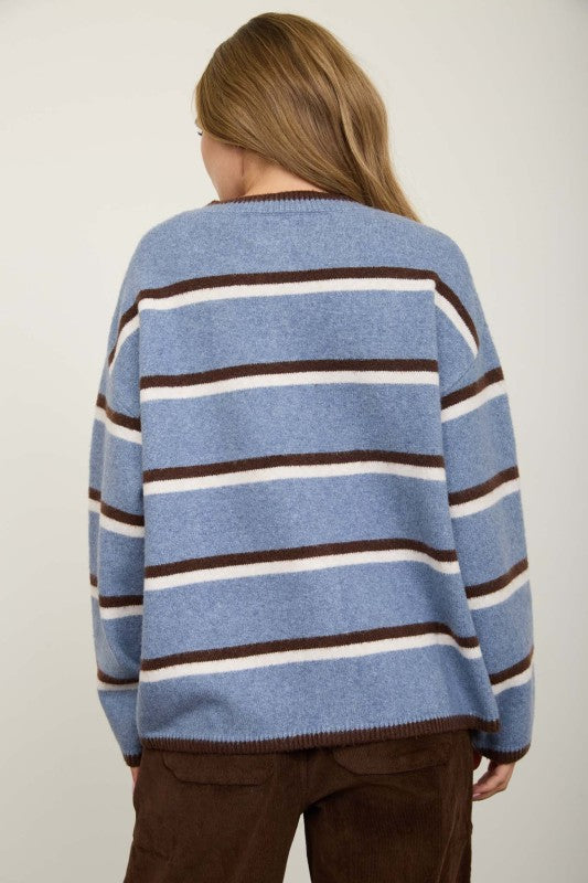 Stripped Multi Oversized Ice Blue Sweater