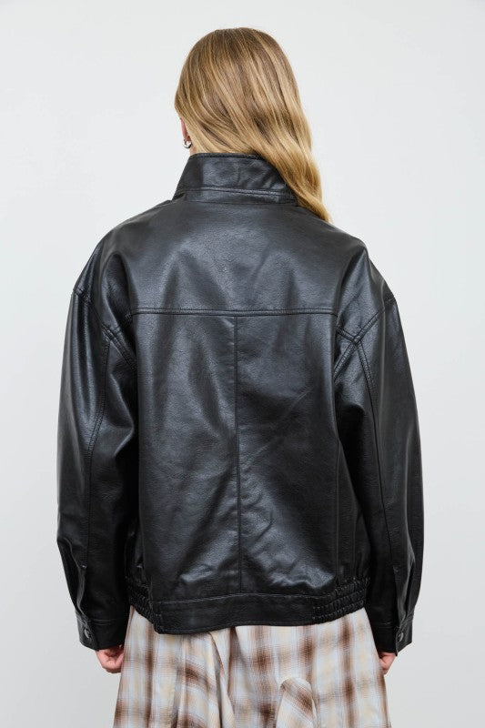 Faux Oversized Leather Jacket