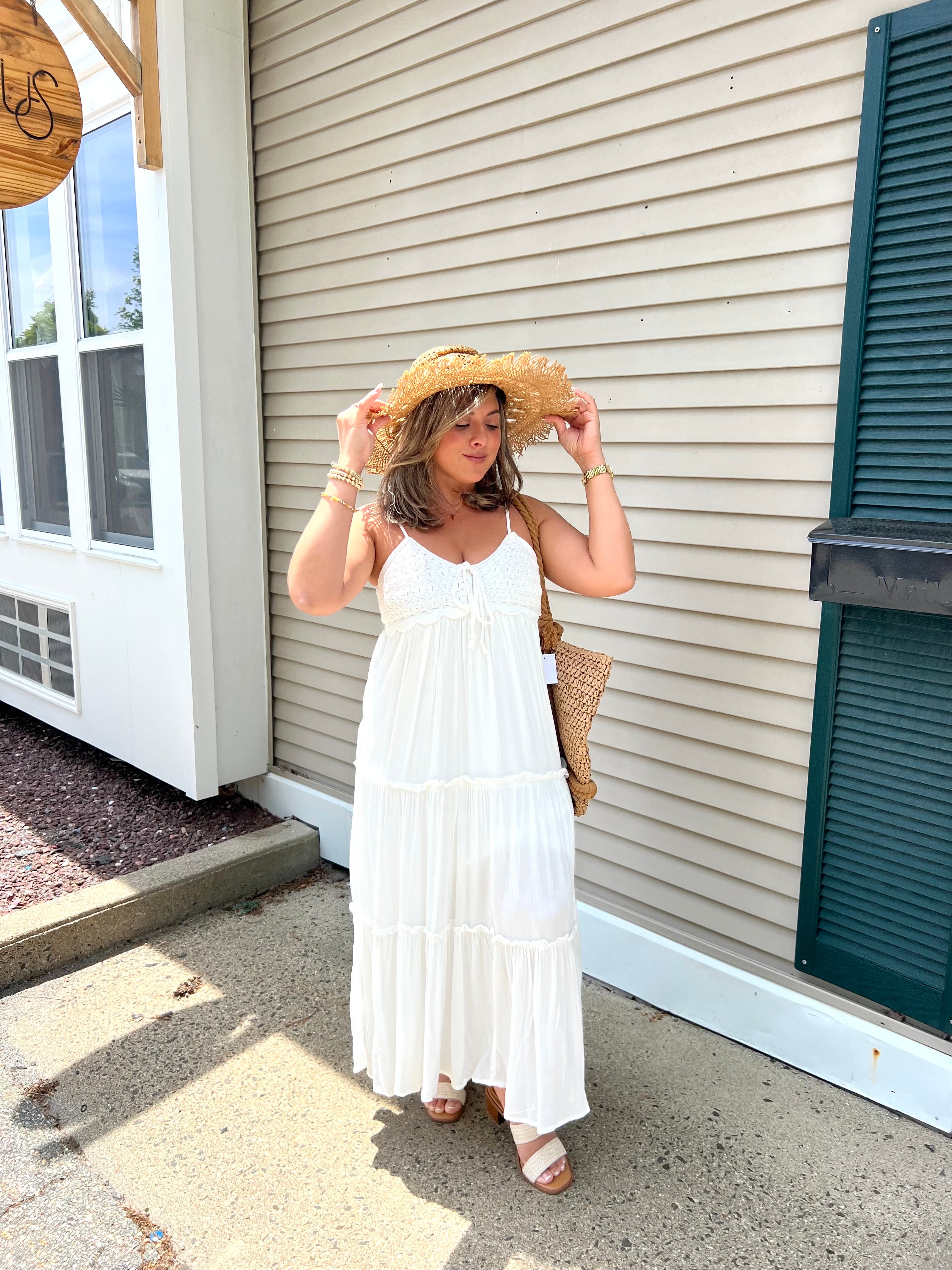 White Crochet Maxi Dress