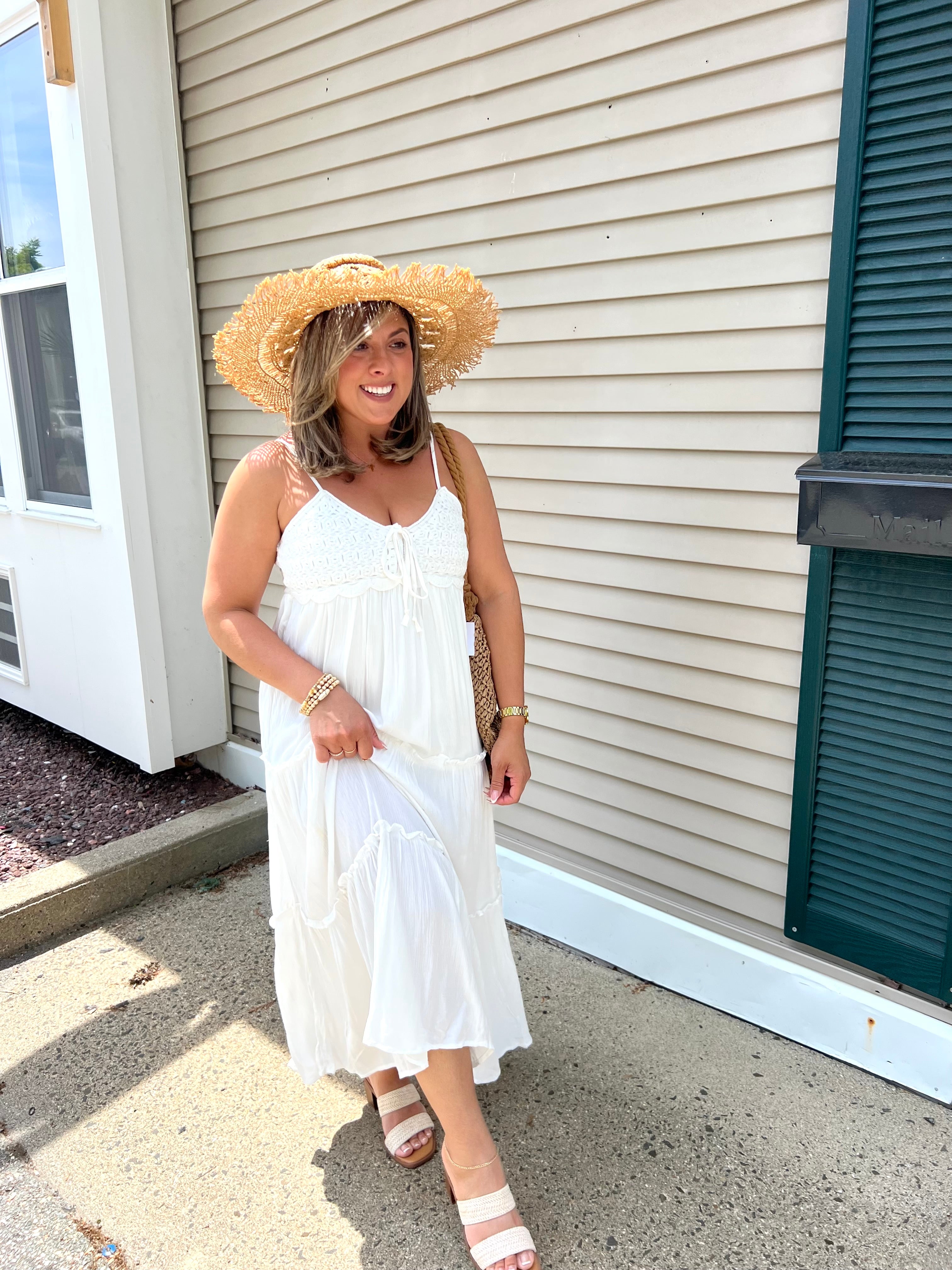 White Crochet Maxi Dress