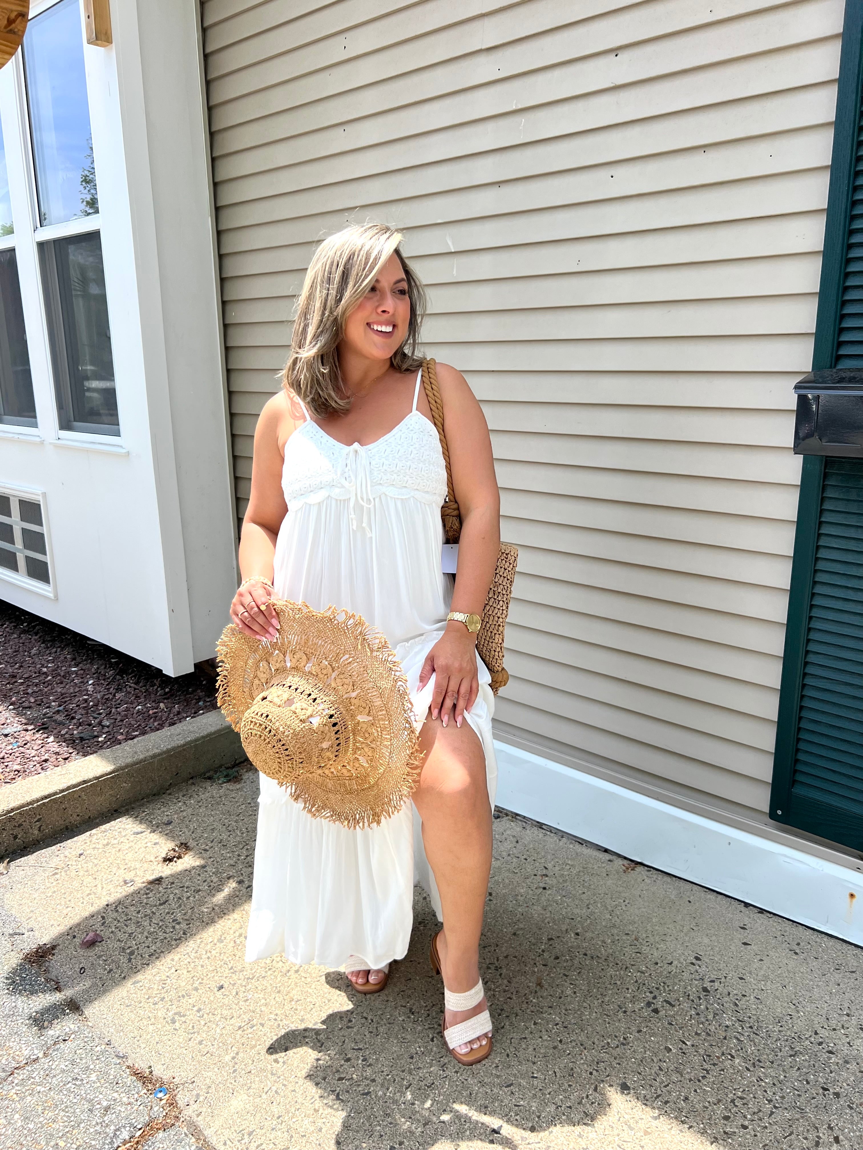 White Crochet Maxi Dress