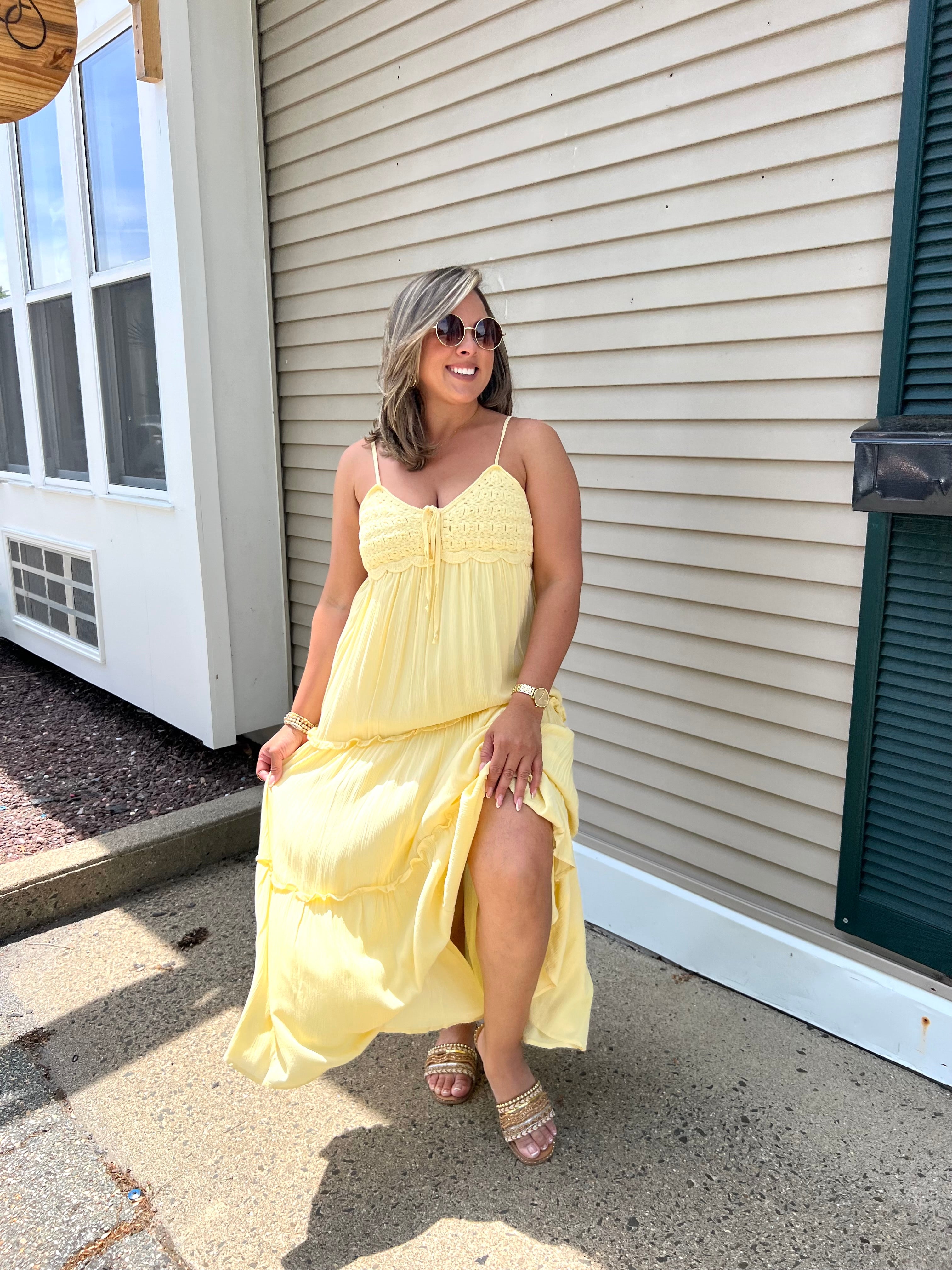 Yellow Crochet Maxi Dress
