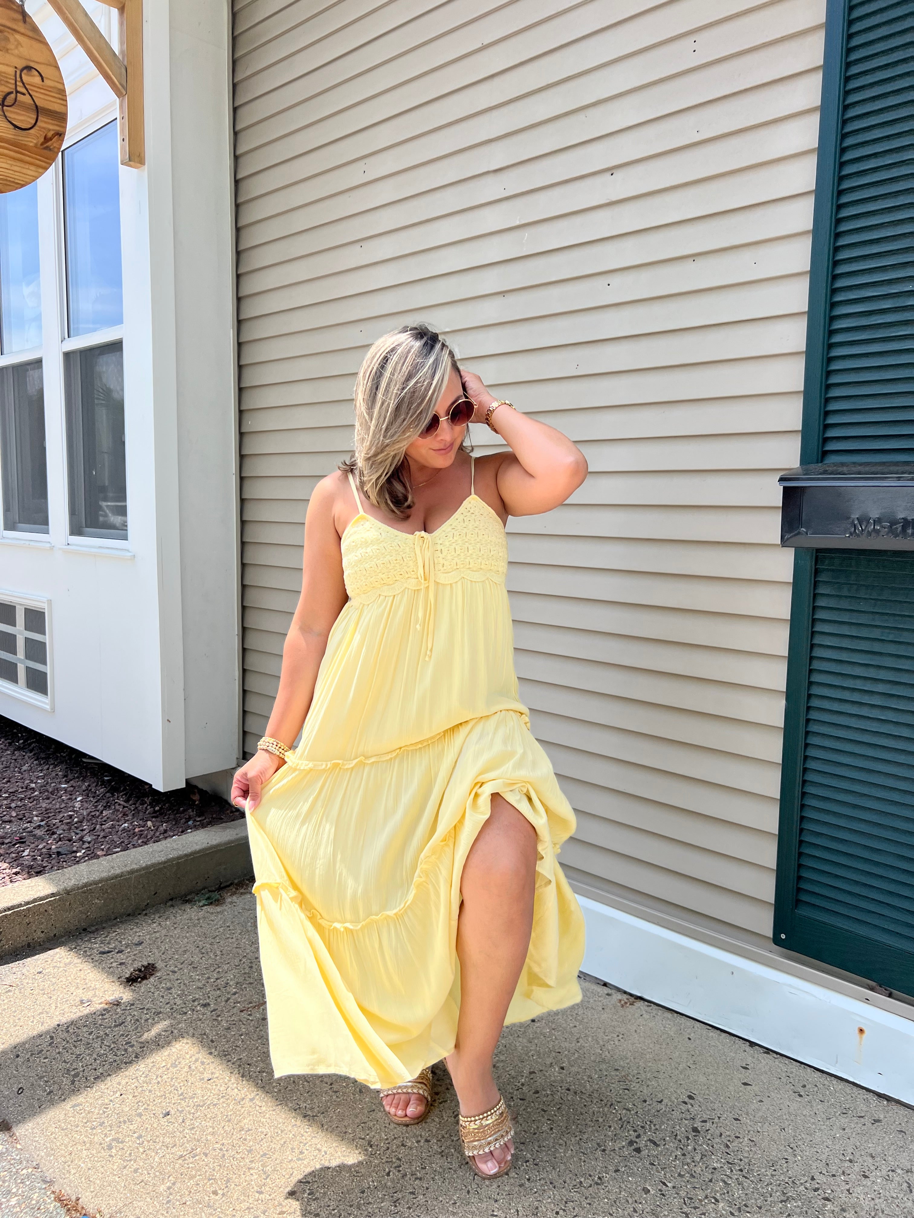 Yellow Crochet Maxi Dress