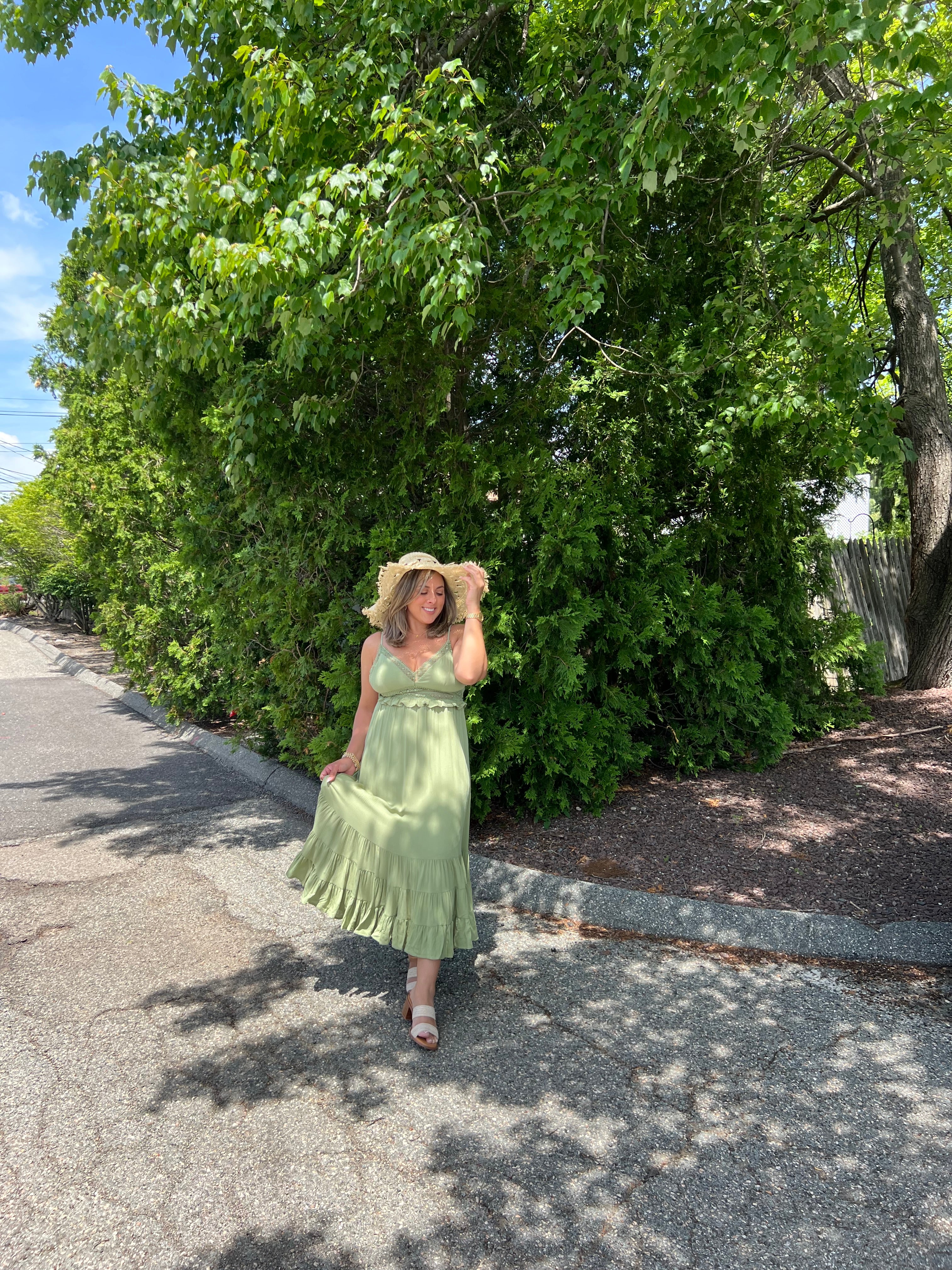 Green Eyelet Maxi Dress