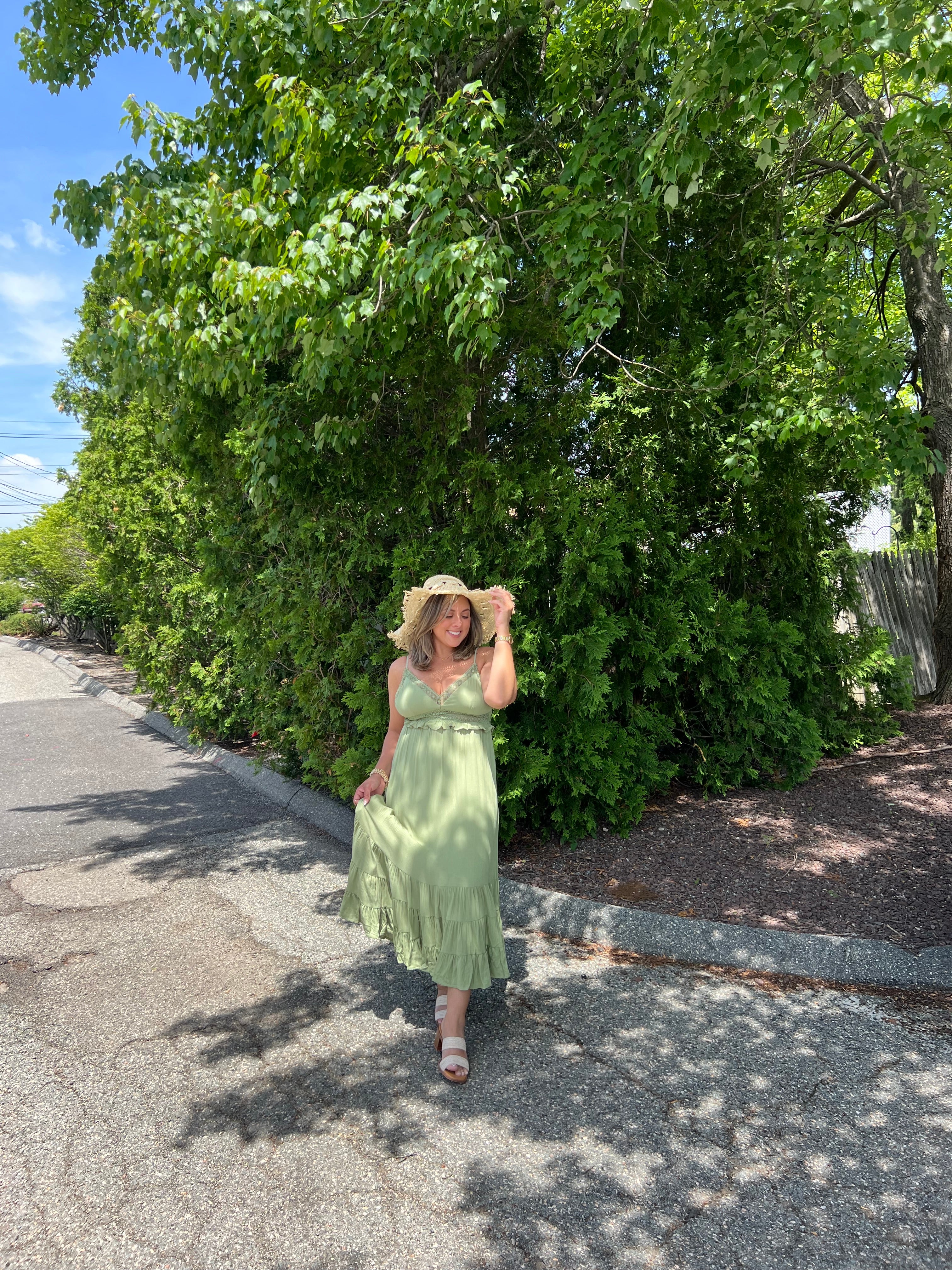 Green Eyelet Maxi Dress