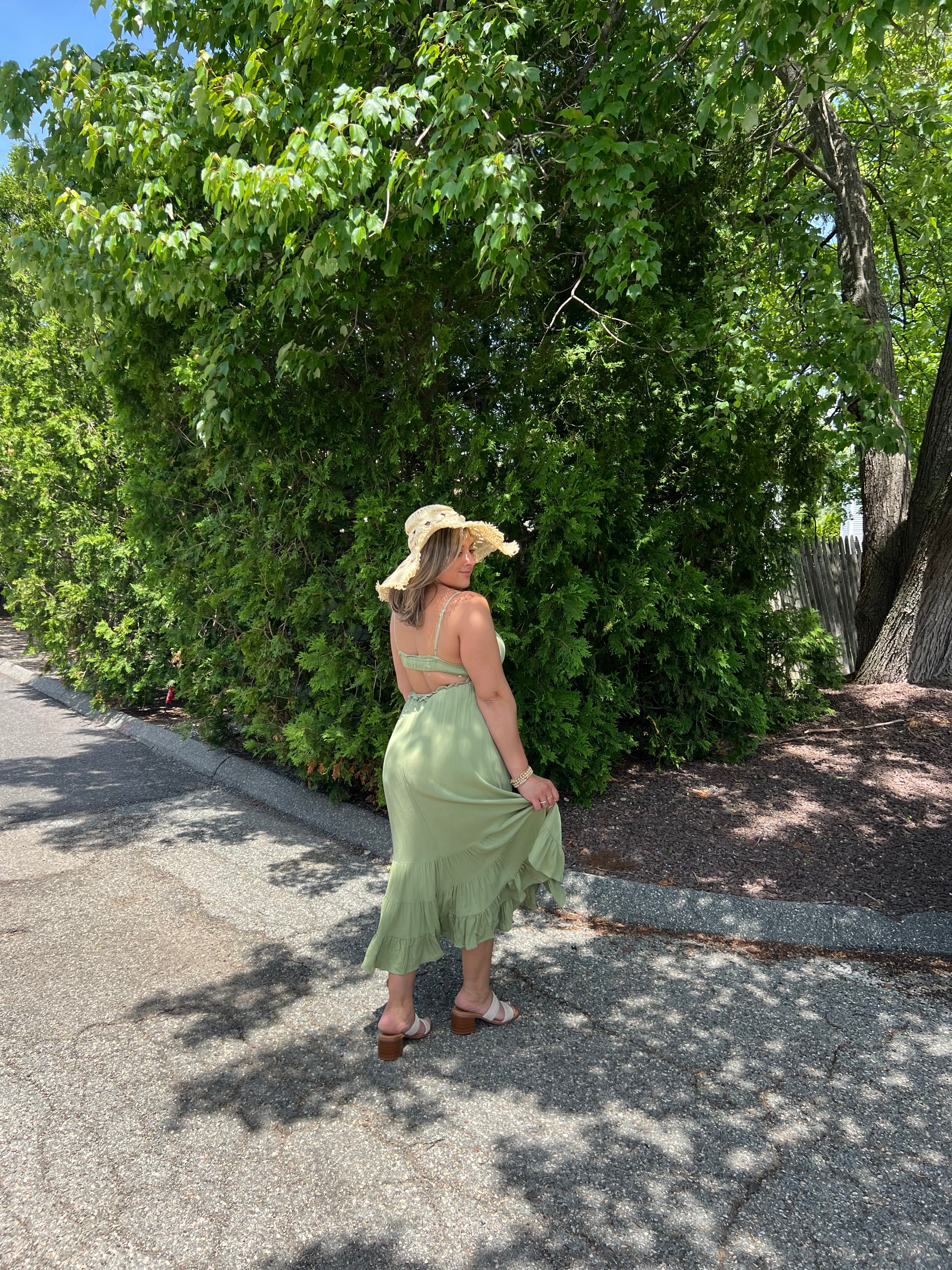 Green Eyelet Maxi Dress
