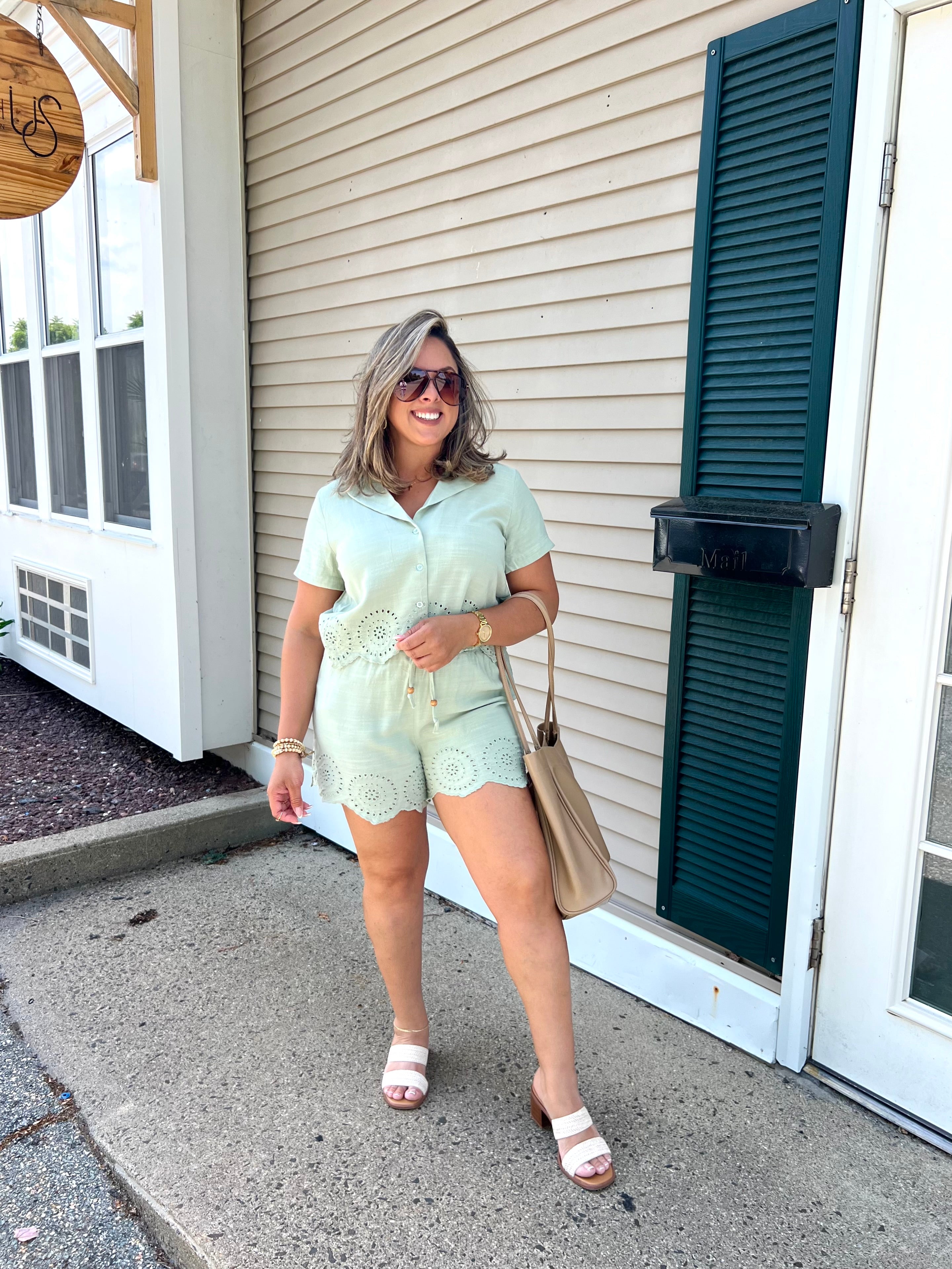 Green Eyelet Set