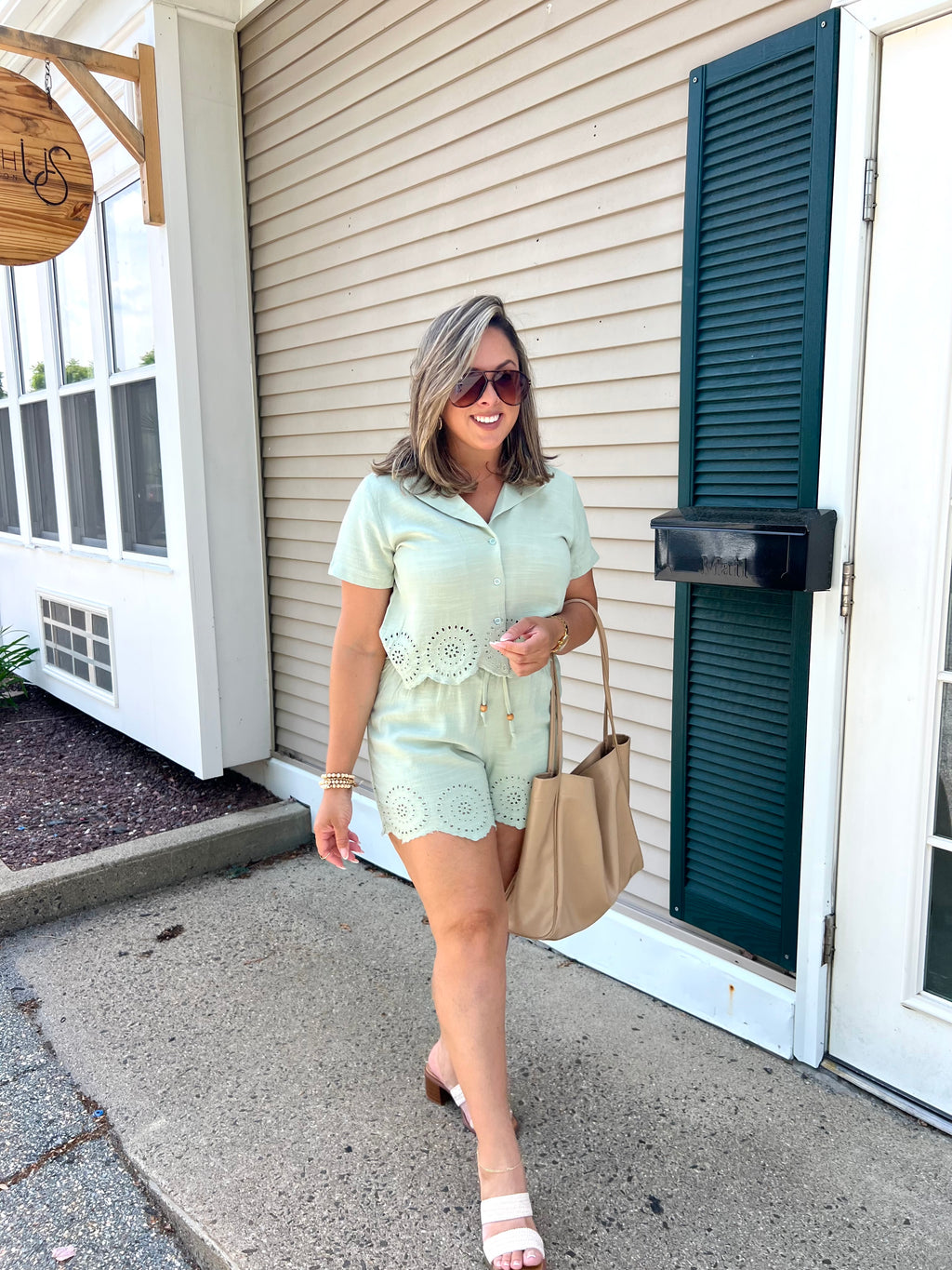 Green Eyelet Set