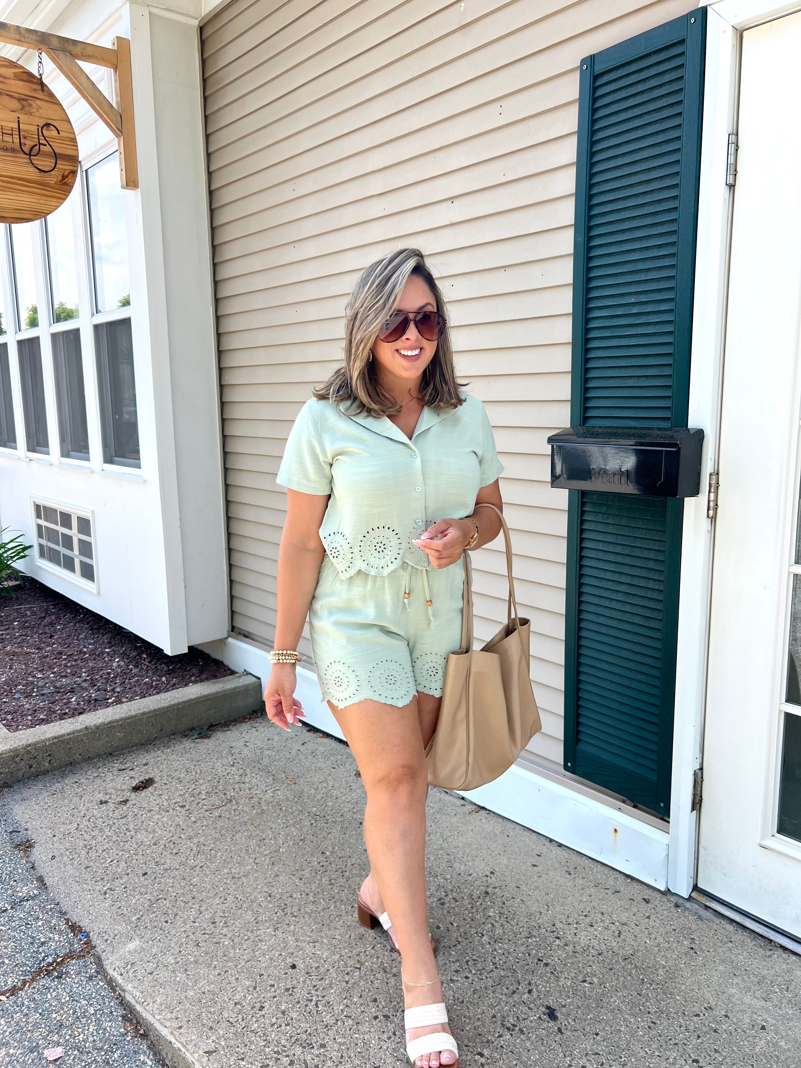 Green Eyelet Set