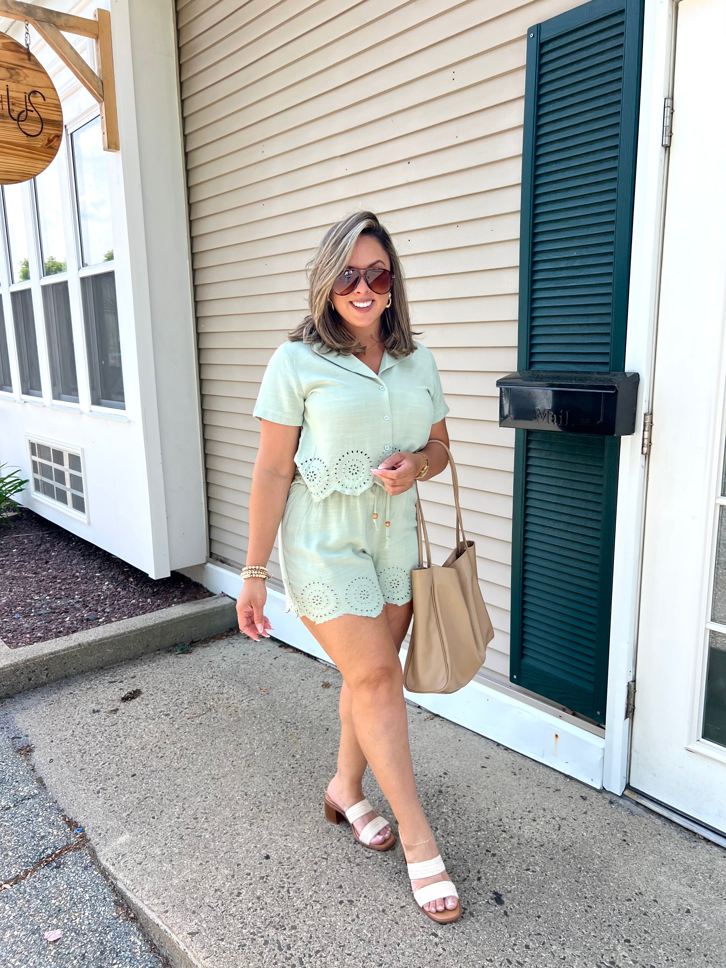 Green Eyelet Set