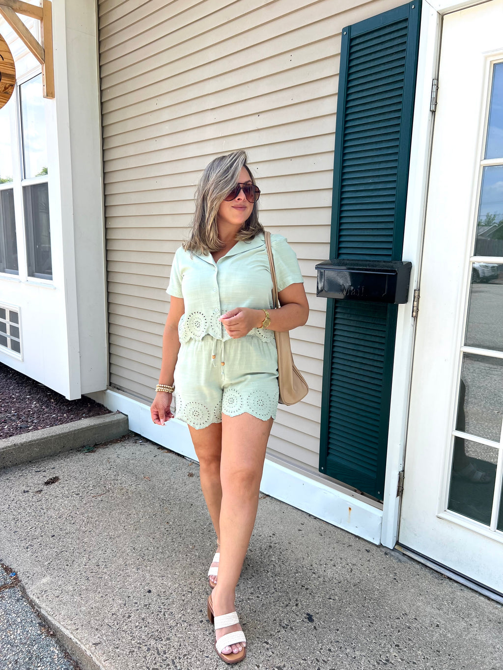 Green Eyelet Set