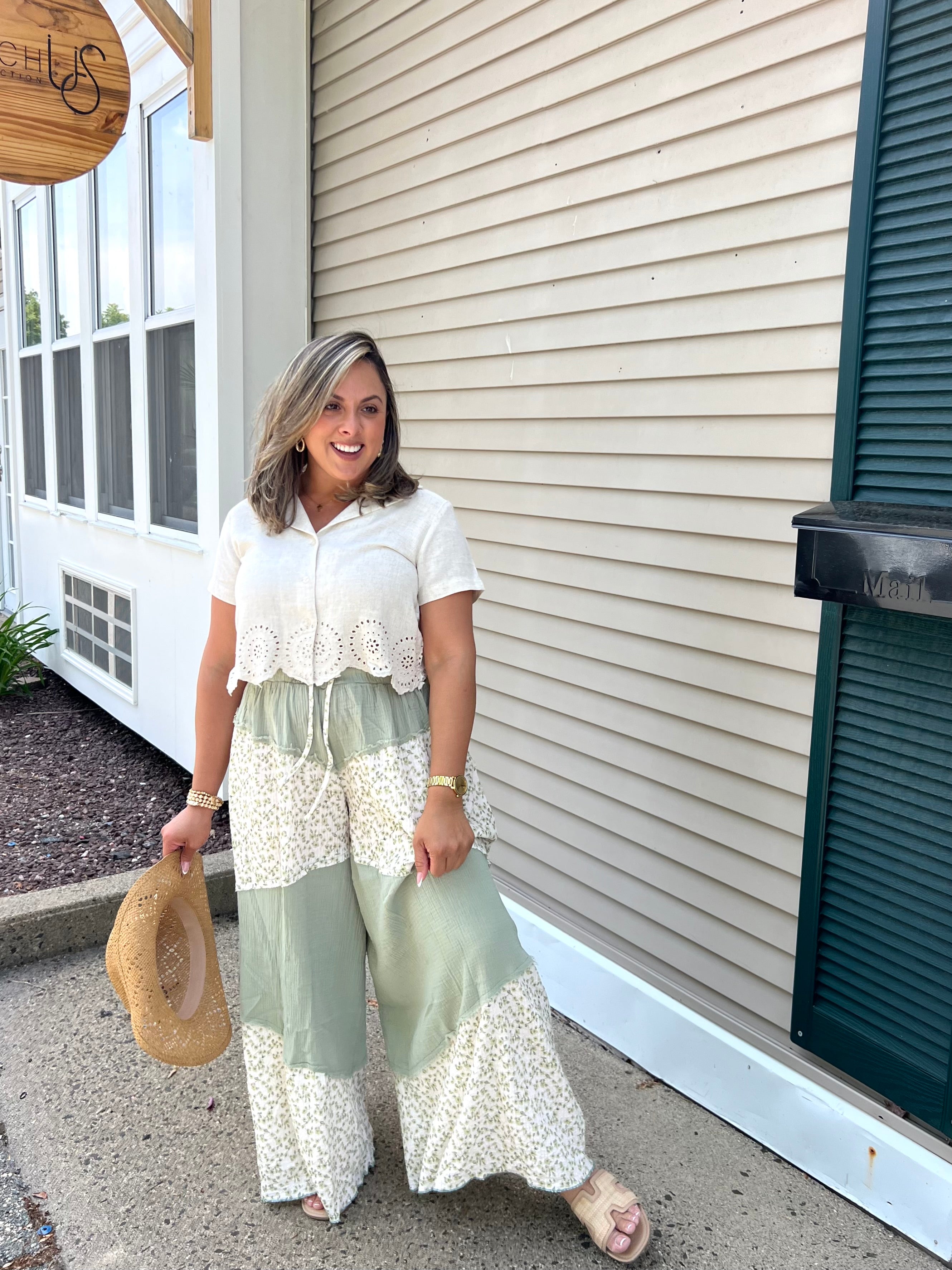 Floral Green Pants