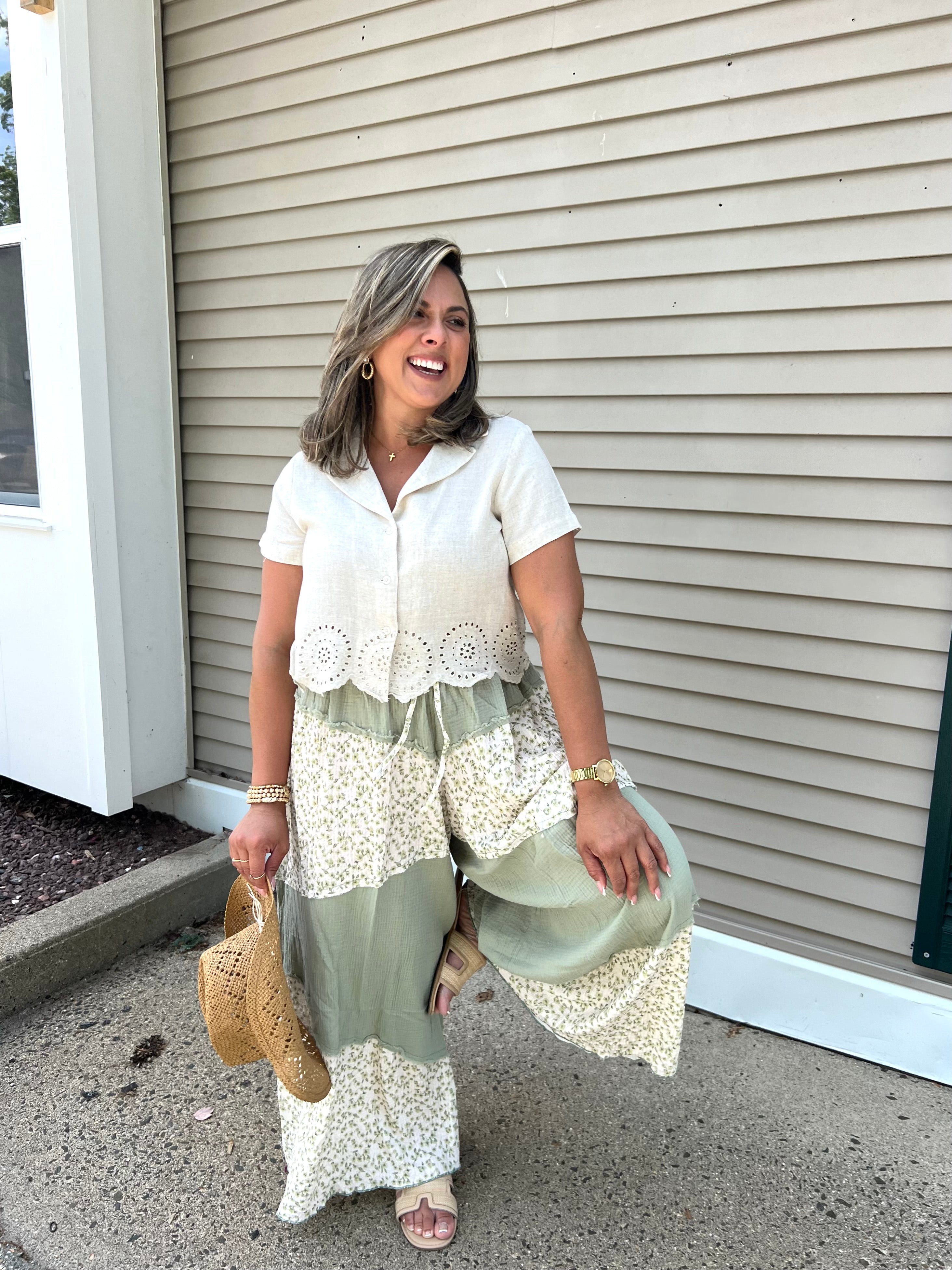 Floral Green Pants