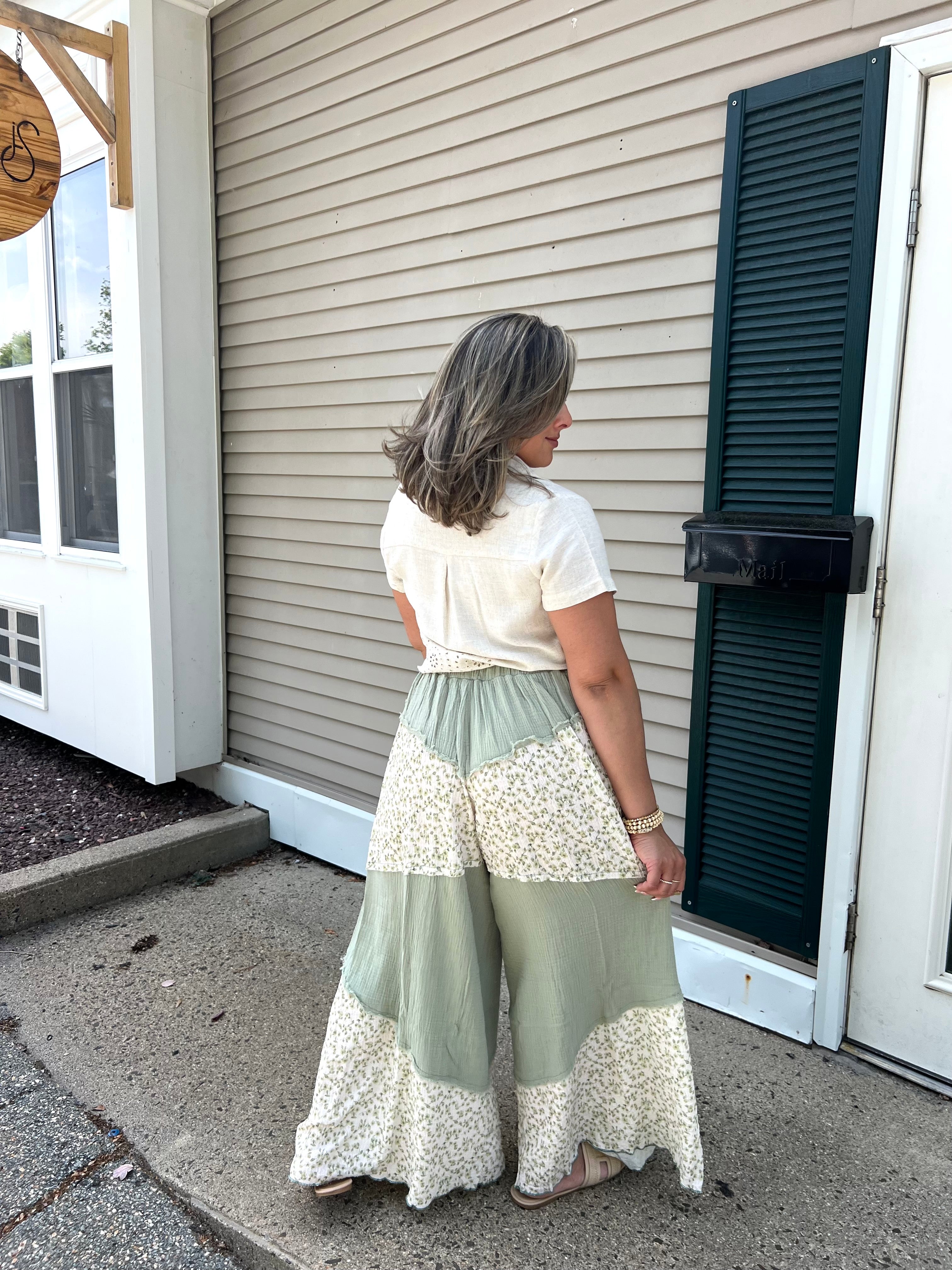 Floral Green Pants