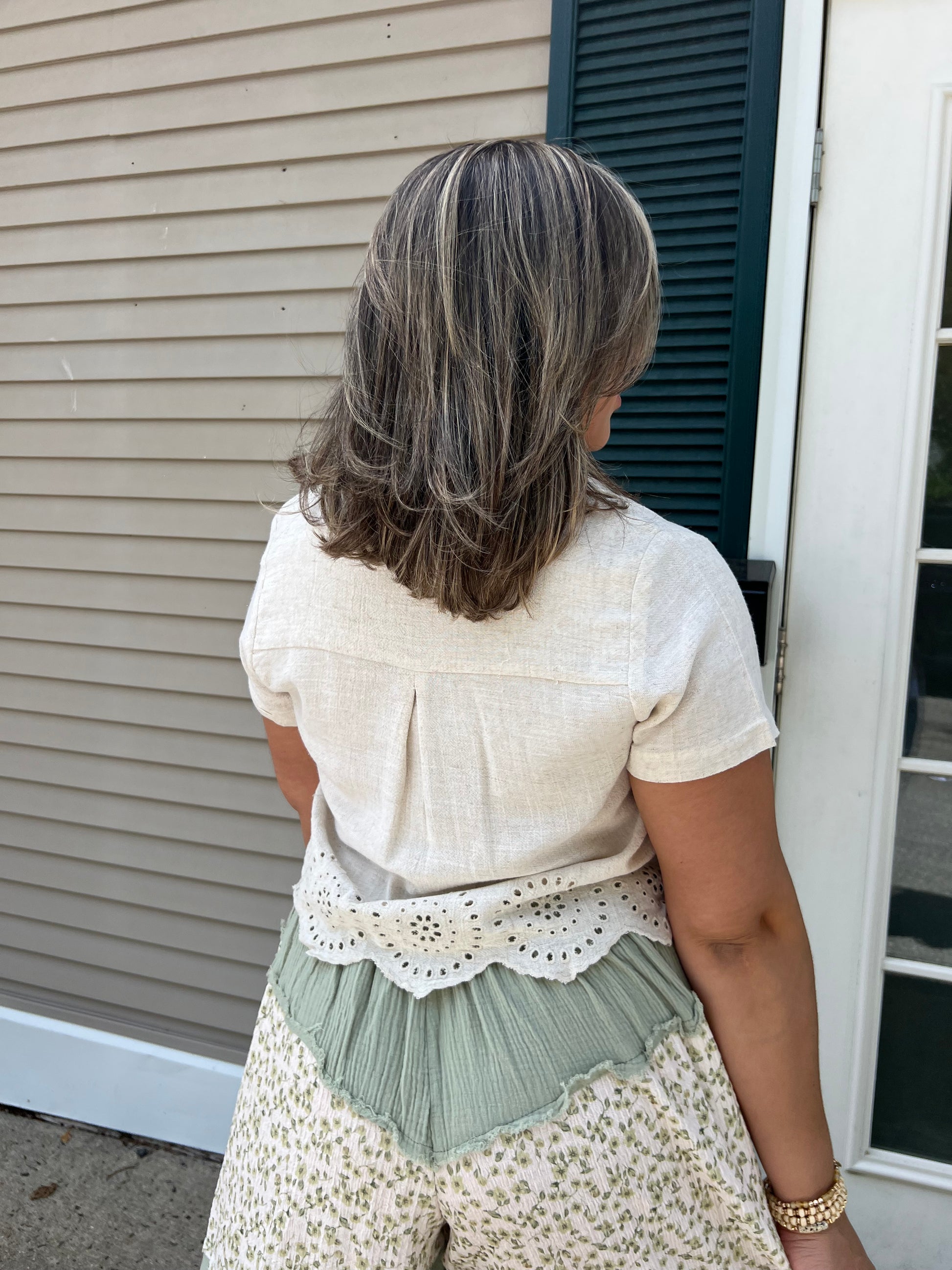 Beige Eyelet Top