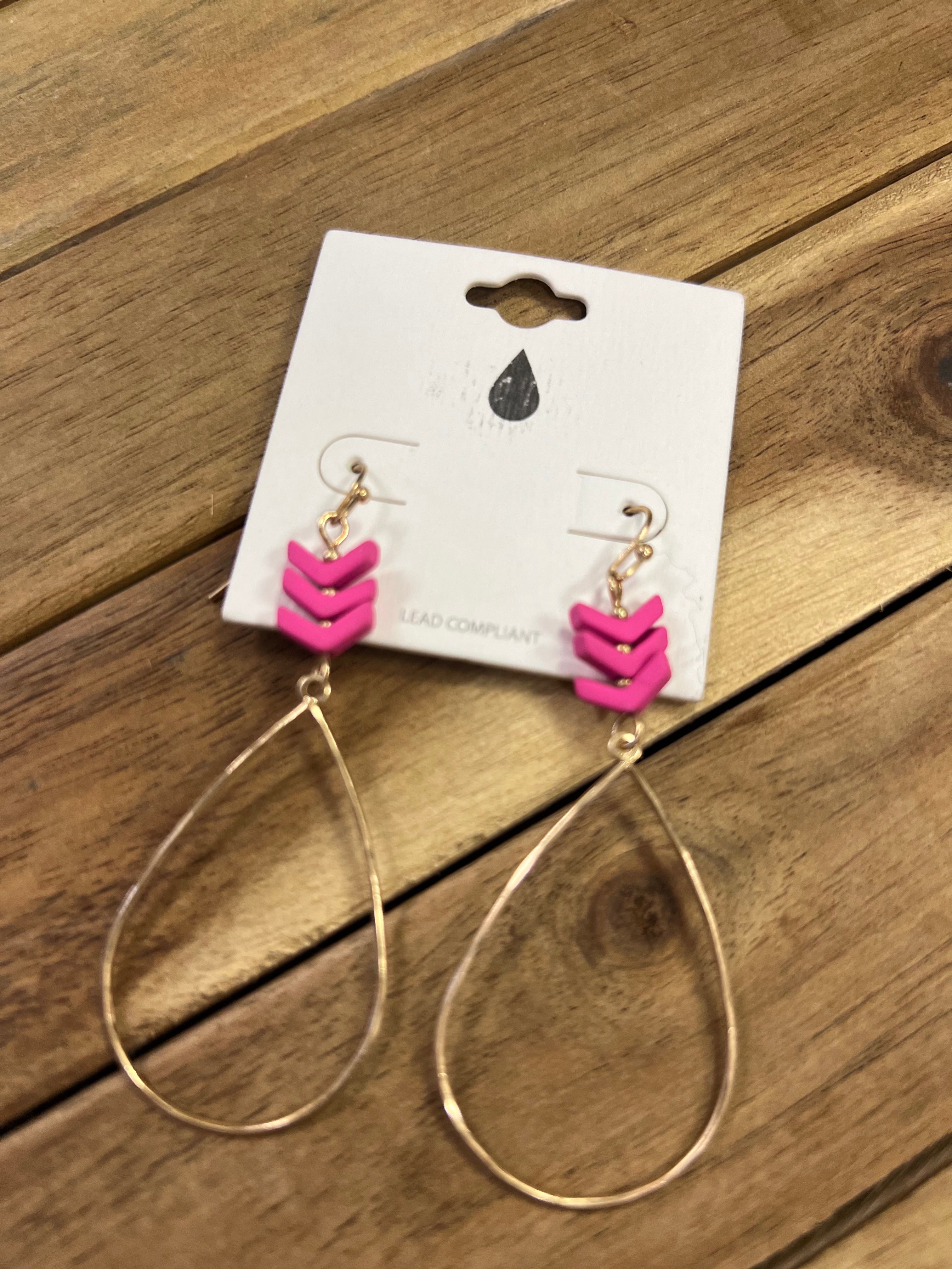 Pink Arrow Earrings