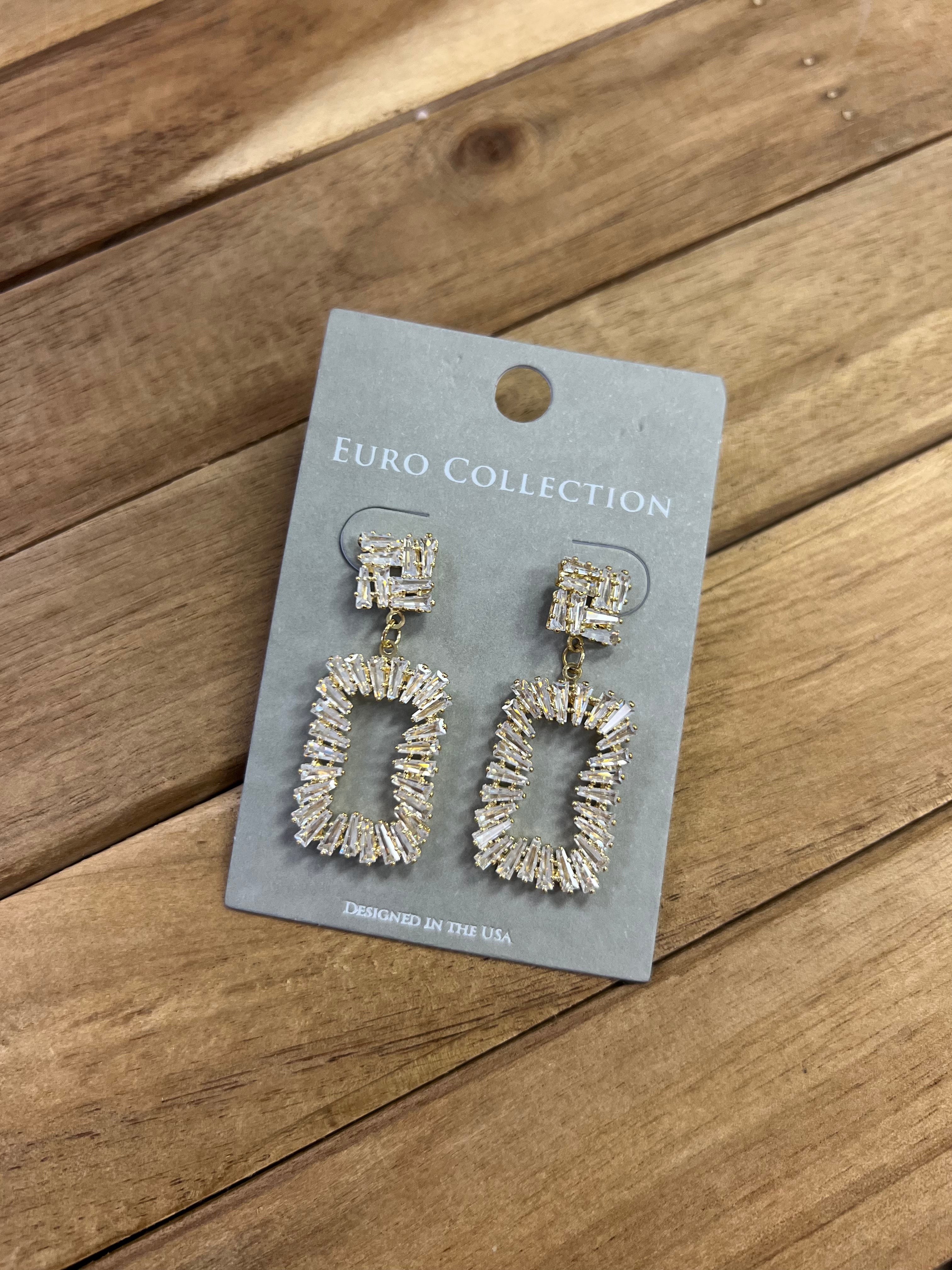 Gold Euro Collection Drop Earrings