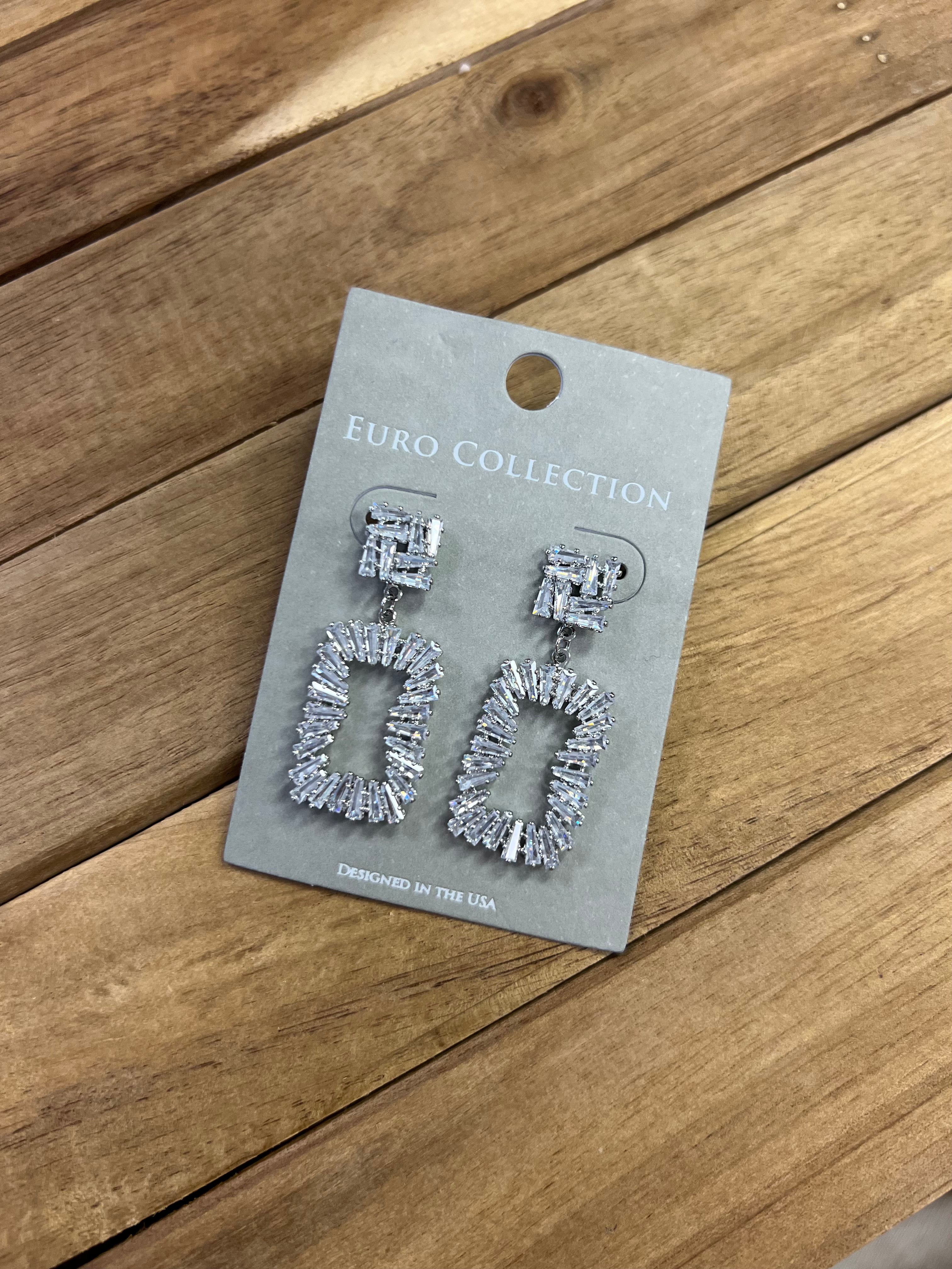 Silver Euro Collection Drop Earrings