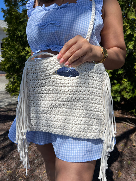 Tassel White Handbag